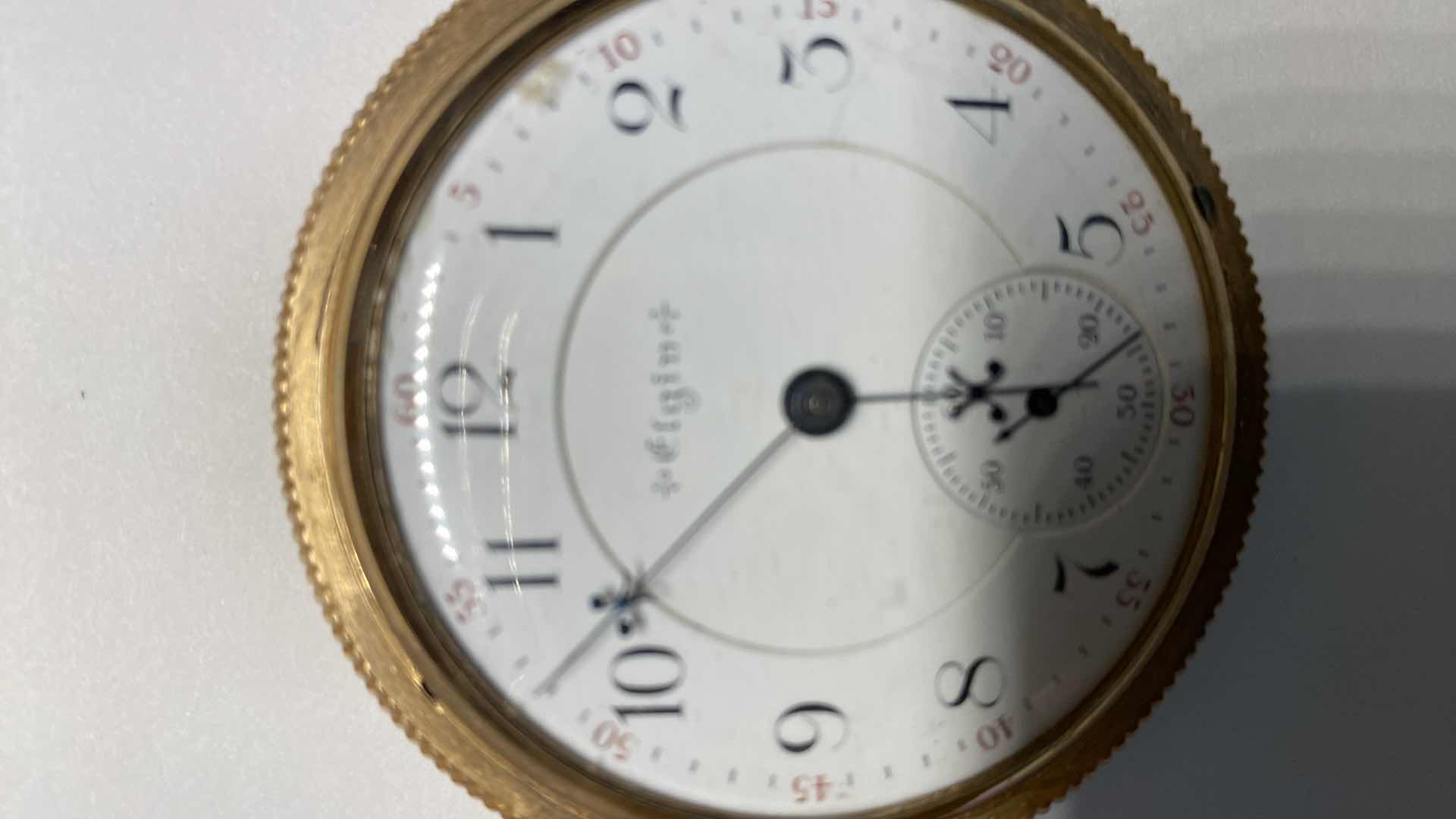 Photo 1 of ELGIN LARGE GOLD PLATED POCKET WATCH 54 MILLIMETERS