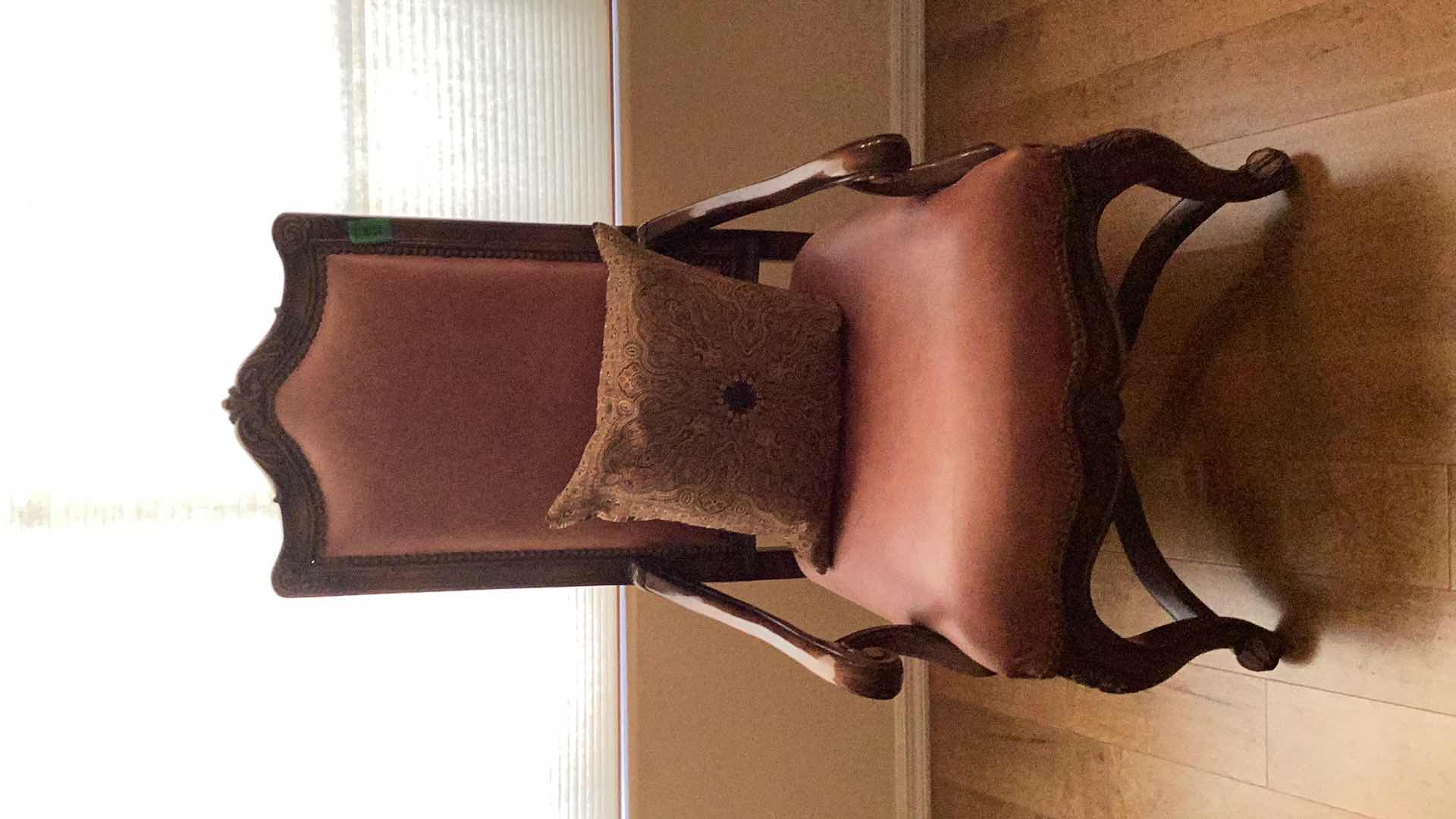 Photo 2 of EASTERN LEGENDS  WOOD AND LEATHER CHAIR 27” x 50”