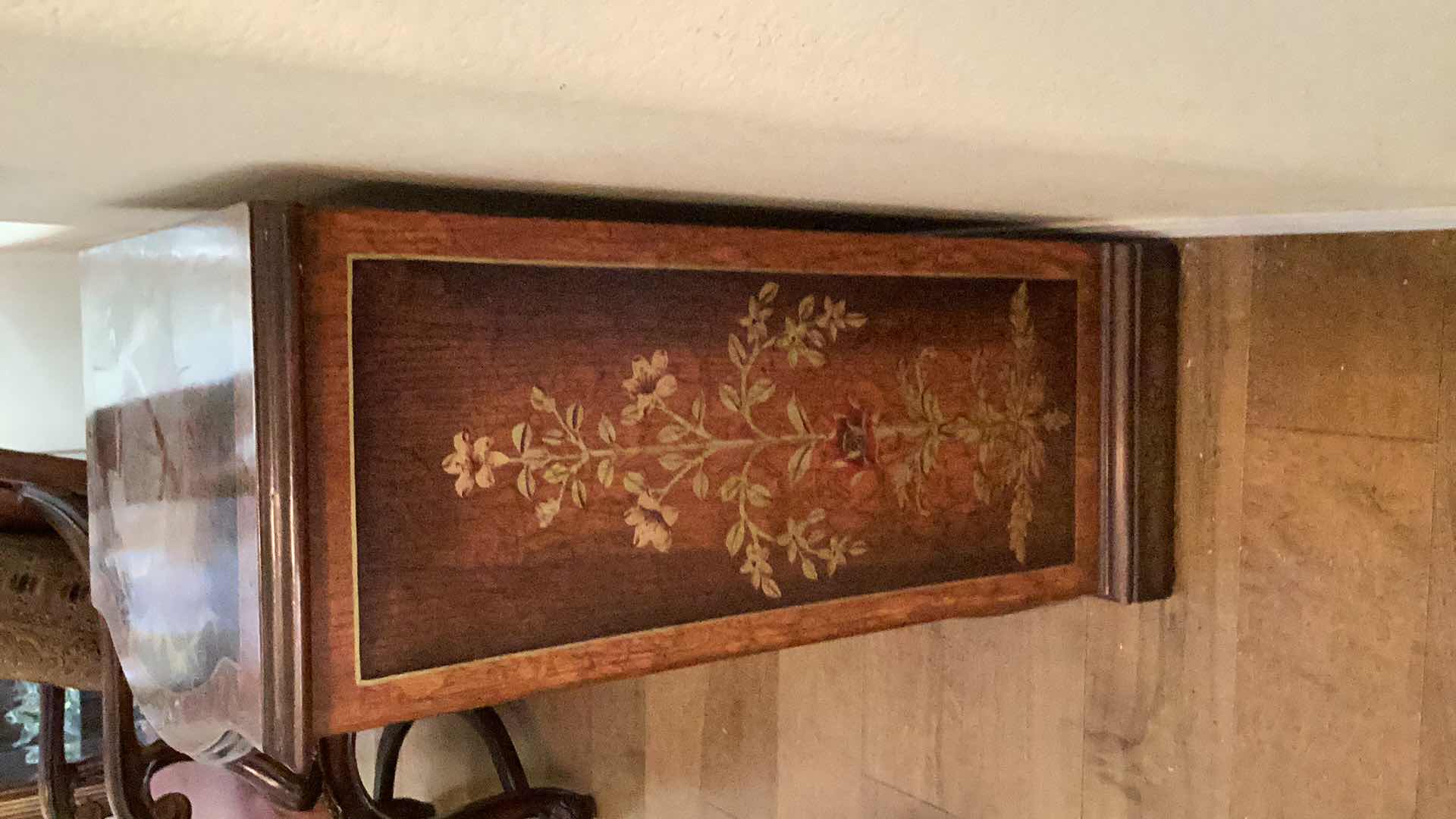 Photo 1 of HAND PAINTED WOOD CABINET AND MIRROR CABINET 20“ x 14“ H 30”, MIRROR 16“ x 40“