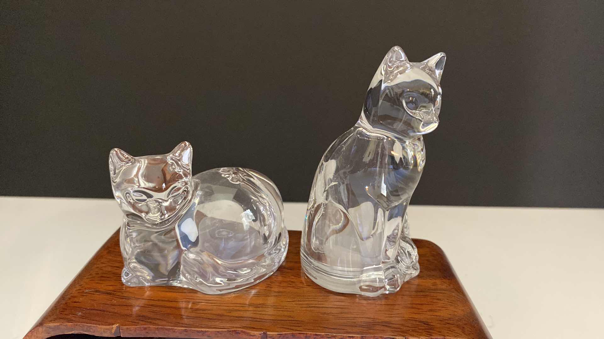 Photo 1 of GORHAM GERMANY CRYSTAL CAT SALT & PEPPER SHAKERS TALLEST 3.5”