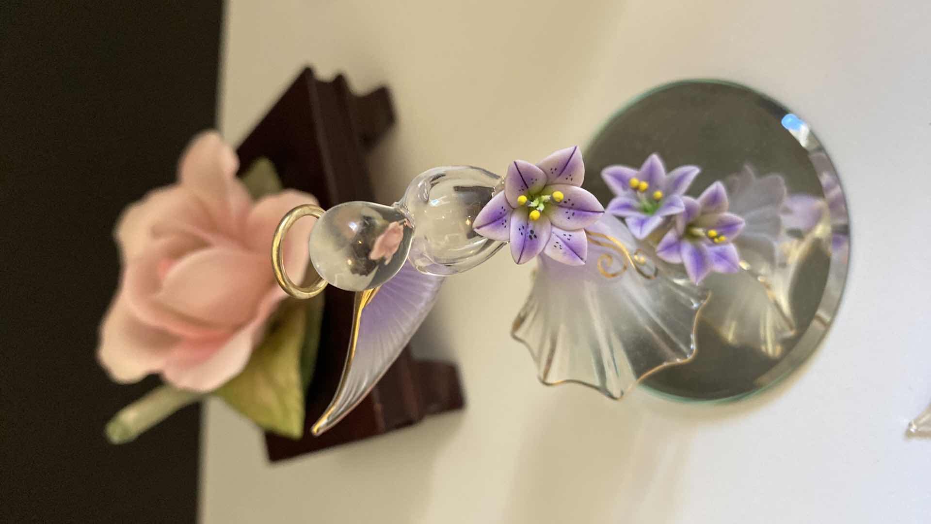 Photo 4 of CAPODIMONTE PITCHER H 5” AND ROSE , ROSE TRAY UNKNOWN BRAND