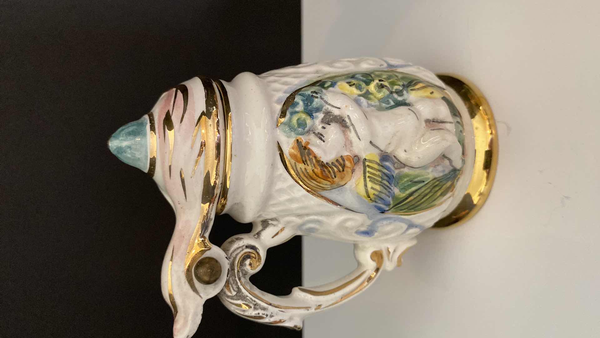 Photo 2 of CAPODIMONTE PITCHER H 5” AND ROSE , ROSE TRAY UNKNOWN BRAND