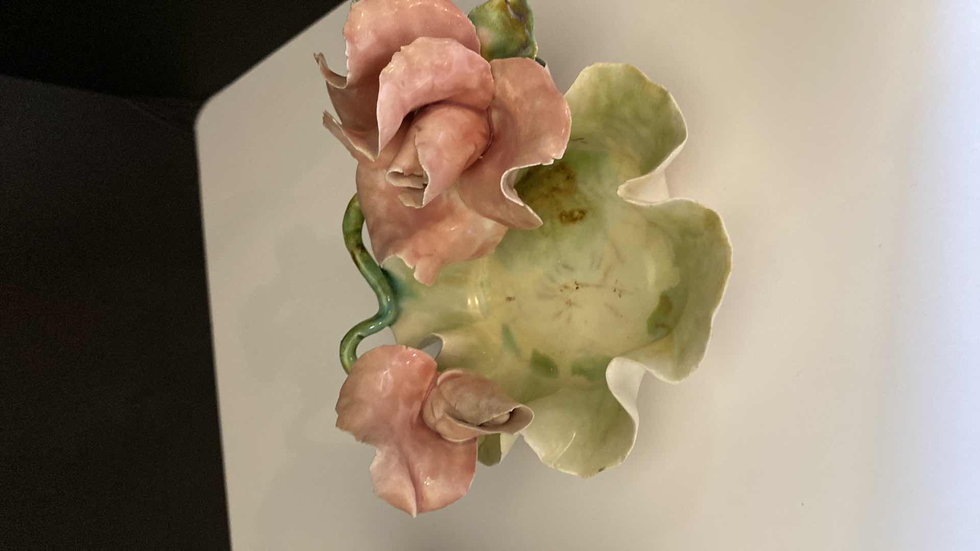 Photo 8 of CAPODIMONTE PITCHER H 5” AND ROSE , ROSE TRAY UNKNOWN BRAND