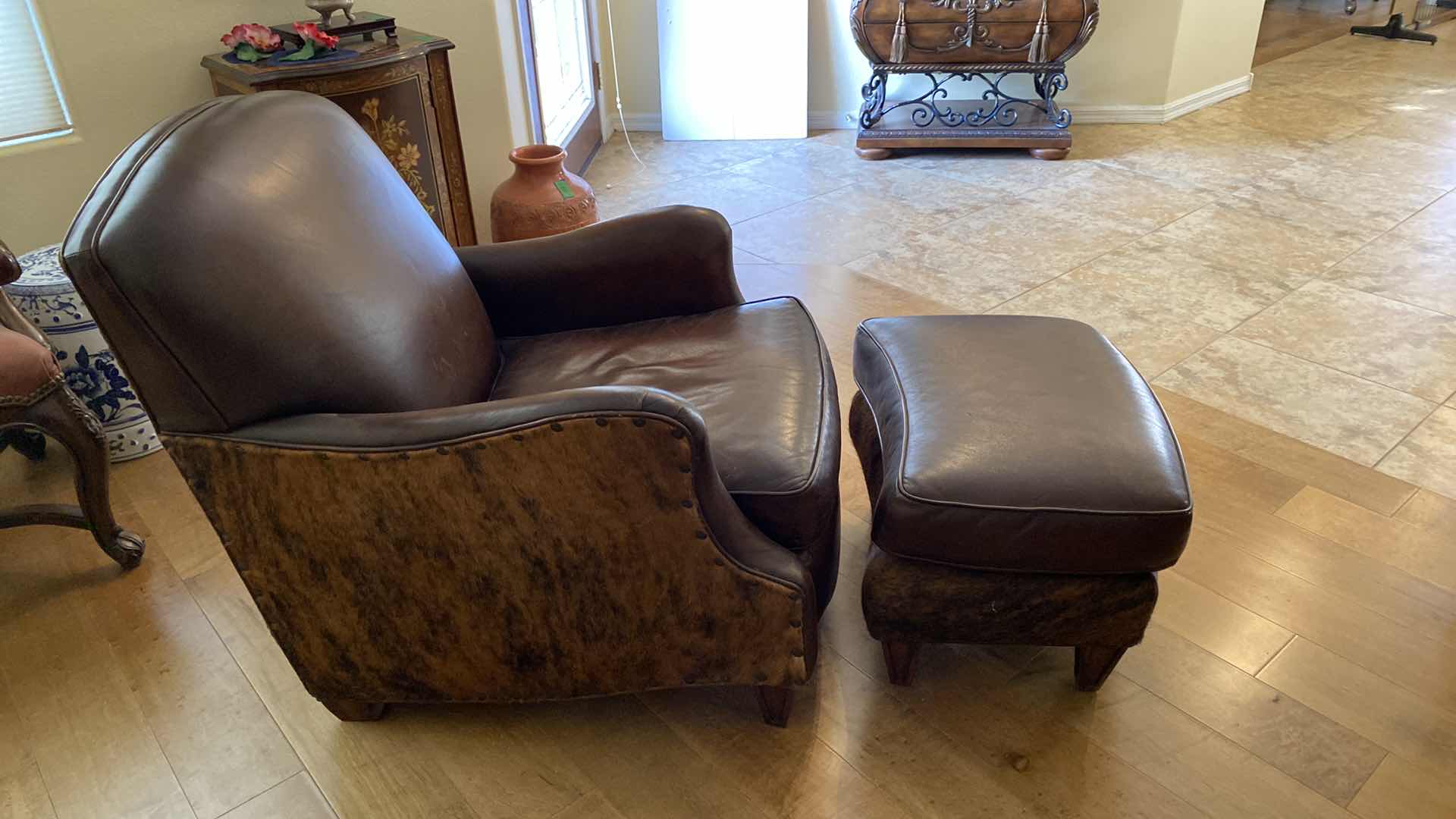 Photo 1 of WRANGLER HOME LEATHER AND HIDE OCCASIONAL CHAIR WITH OTTOMAN