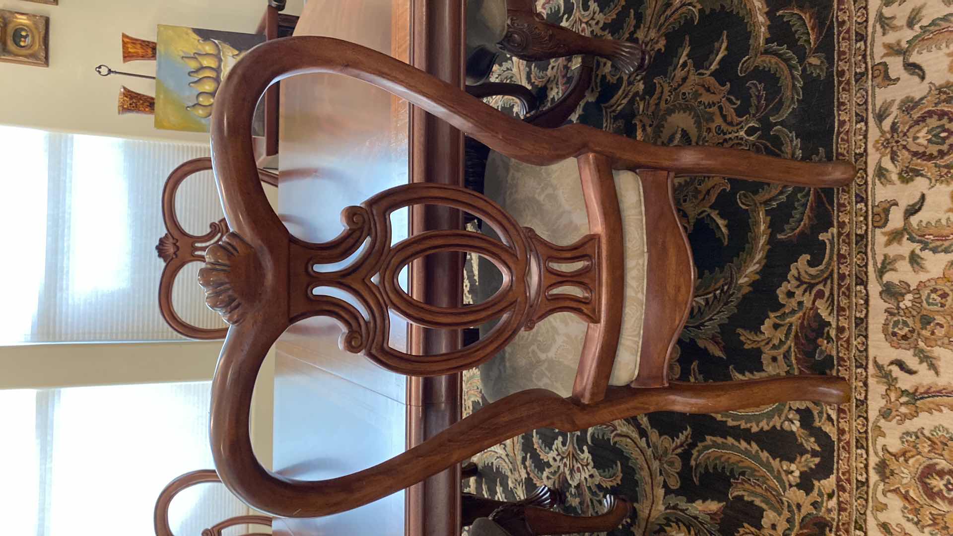 Photo 1 of THOMASVILLE FORMAL DINING TABLE WITH 6 CHAIRS 76“ x 45“ H 29 1/2” WITH 1 LEAF 18”, INCLUDES TABLE PAD