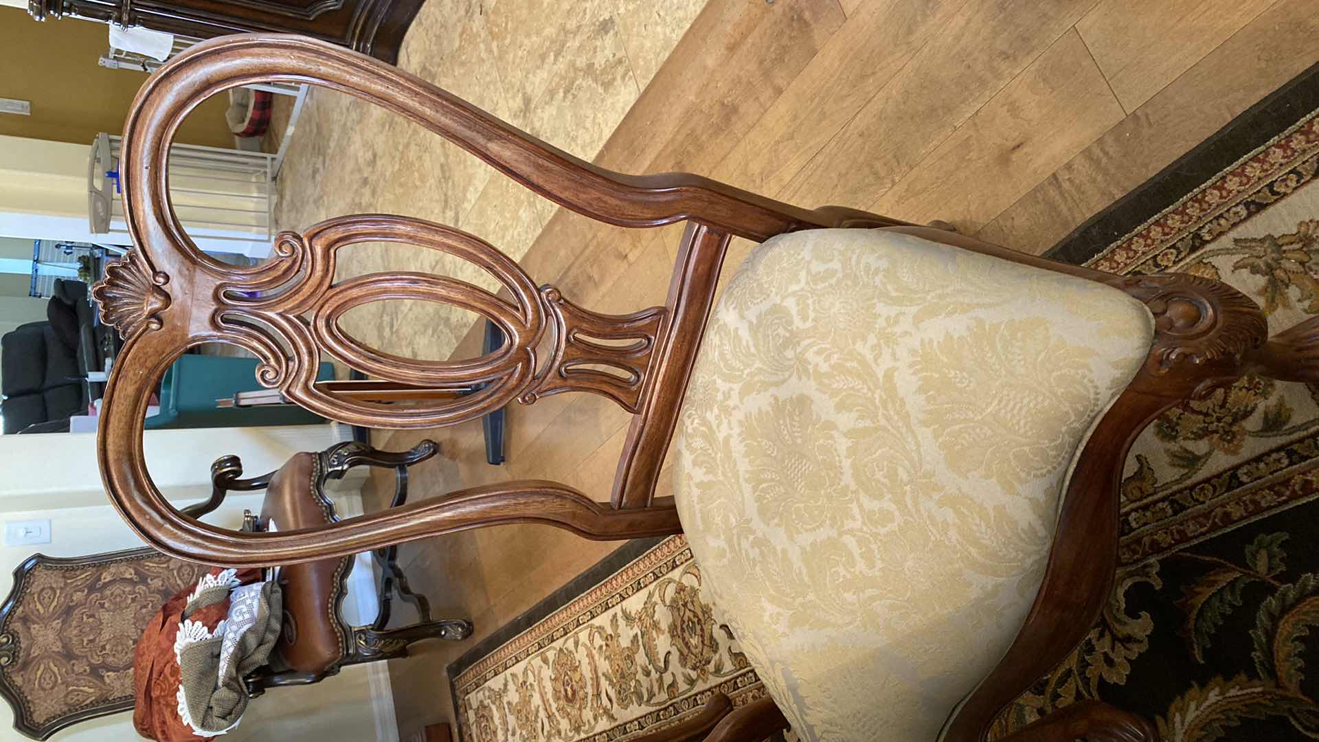 Photo 1 of THOMASVILLE FORMAL DINING TABLE WITH 6 CHAIRS 76“ x 45“ H 29 1/2” WITH 1 LEAF 18”, INCLUDES TABLE PAD