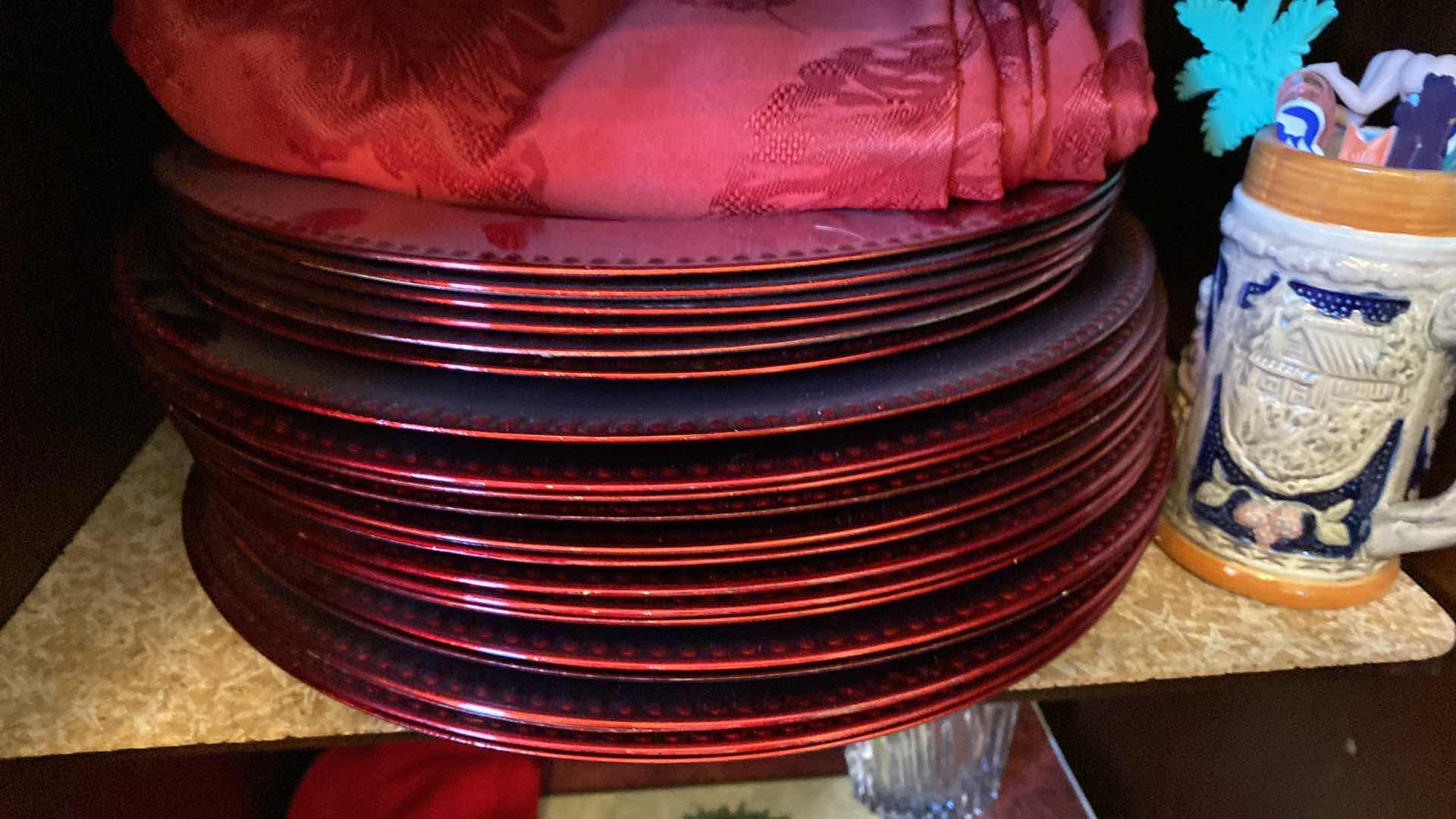 Photo 1 of CONTENTS IN CHINA CABINET PLACEMATS CHARGERS NAPKINS VASE