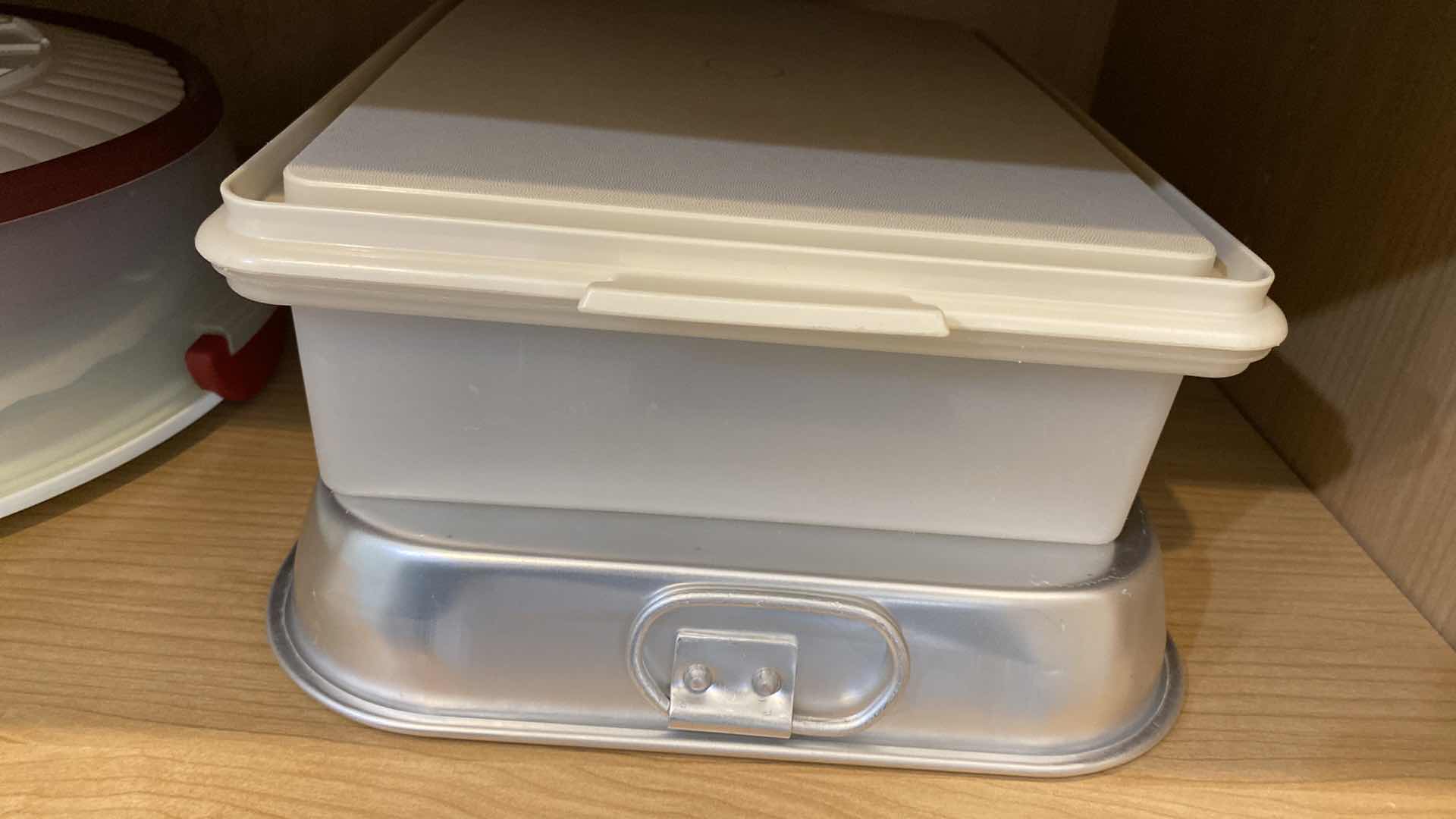 Photo 1 of CONTENTS OF SHELF KITCHEN CABINET CAKE SAVER PAN AND MORE