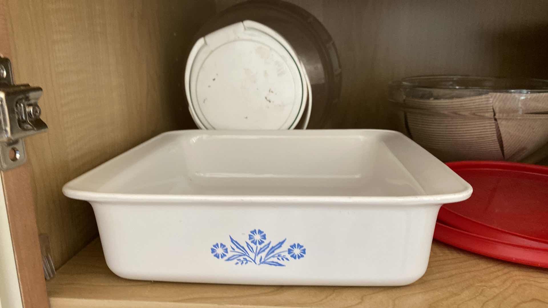 Photo 1 of CONTENTS OF SHELF KITCHEN CABINET CORNING WARE PYREX MIXING BOWLS AND MORE