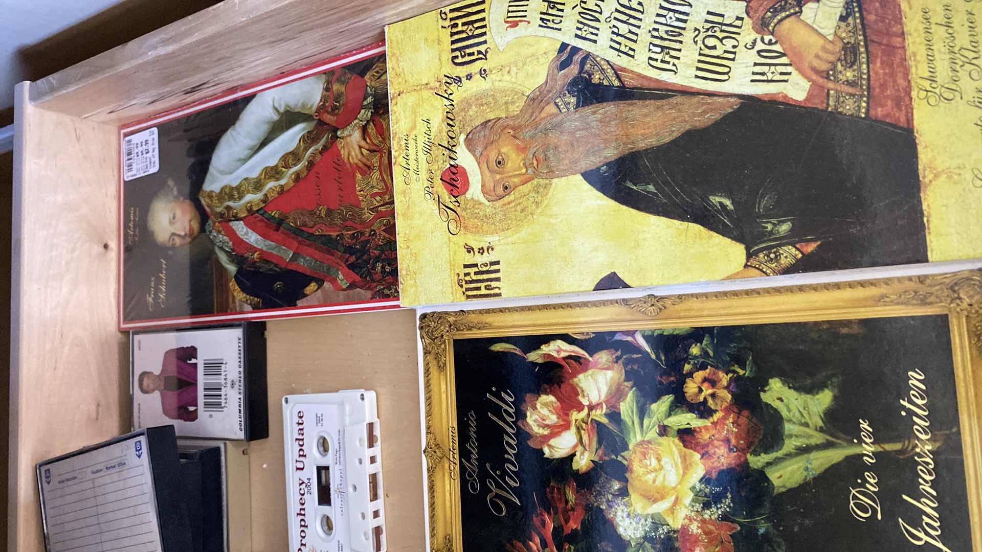 Photo 1 of CONTENTS OF CABINET FAMILY ROOM CDS SPEAKERS CASSETTES