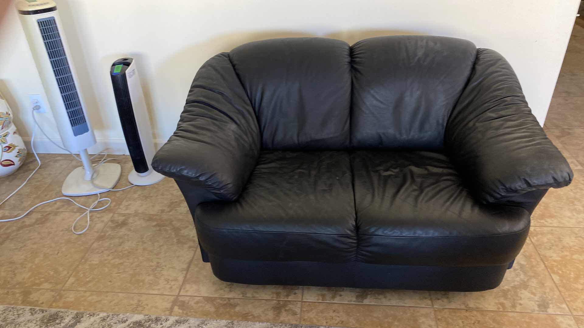 Photo 1 of 58” BLACK BONDED LOVE SEAT