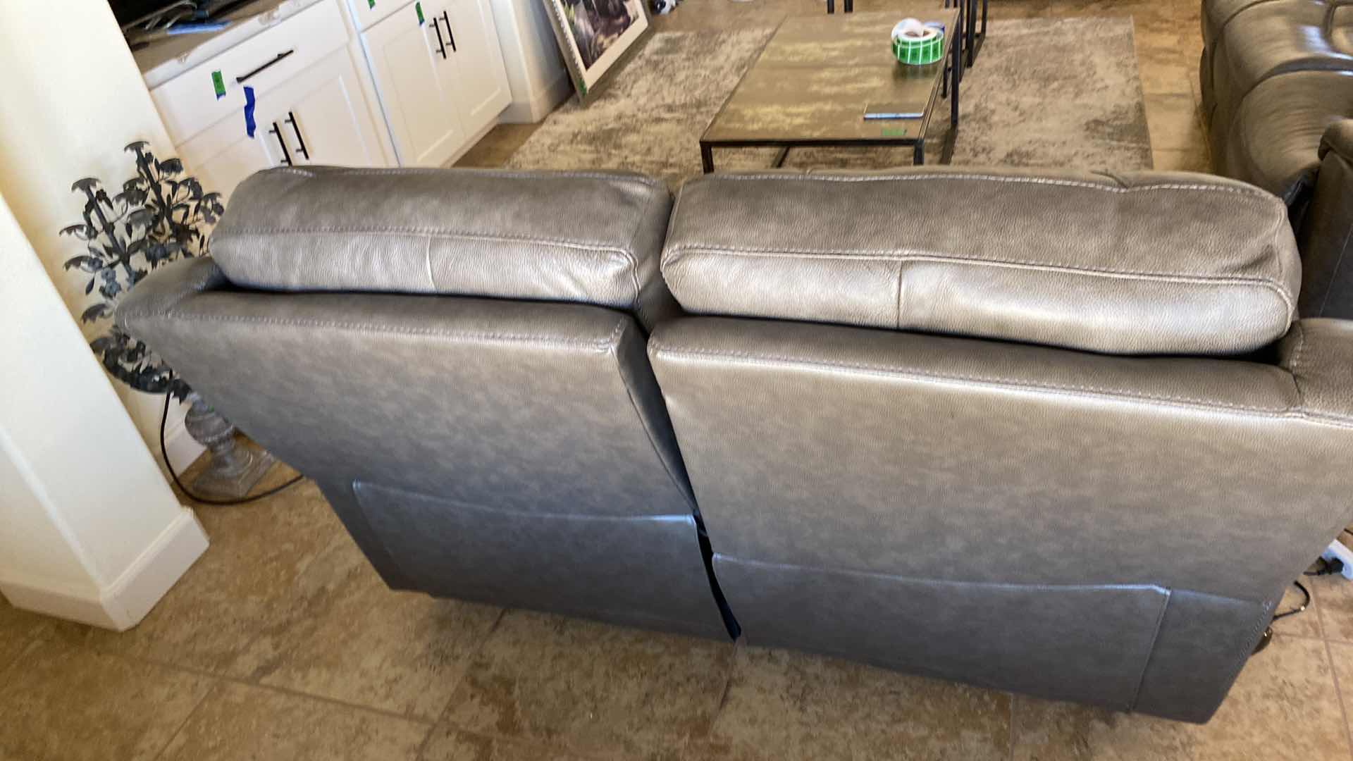 Photo 1 of 65” BROWN BONDED LEATHER RECLINING LOVESEAT BY FLEXSTEEL  WITH USB