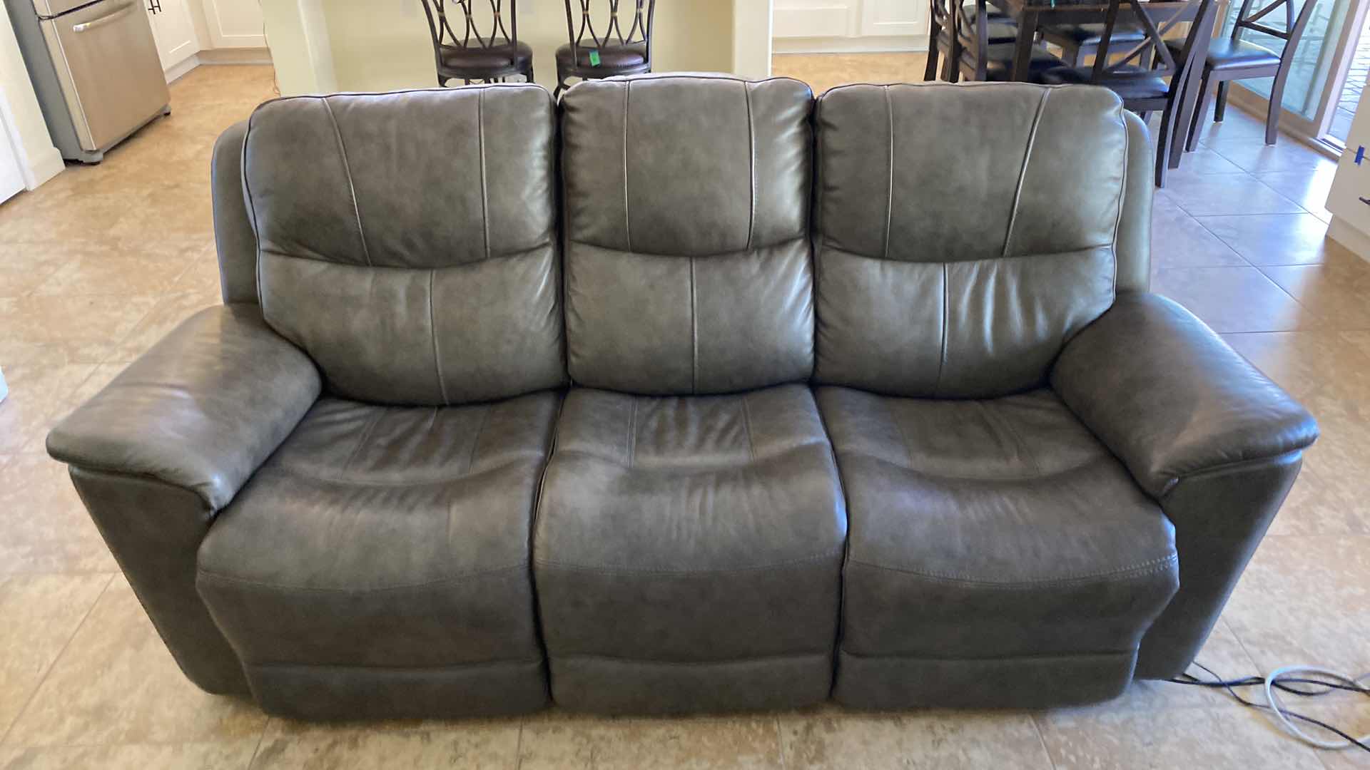 Photo 6 of 90” BROWN BONDED LEATHER RECLINING SOFA BY FLEXSTEEL WITH USB