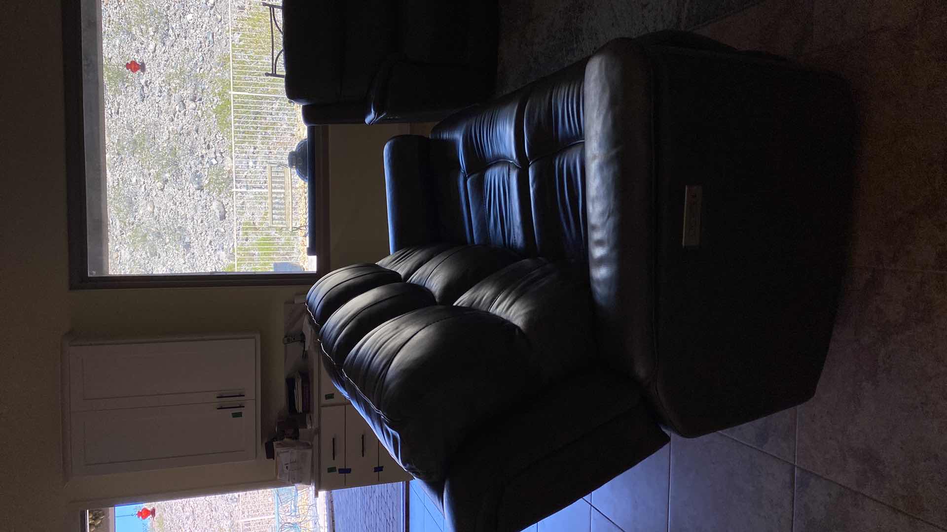 Photo 1 of 90” BROWN BONDED LEATHER RECLINING SOFA BY FLEXSTEEL WITH USB