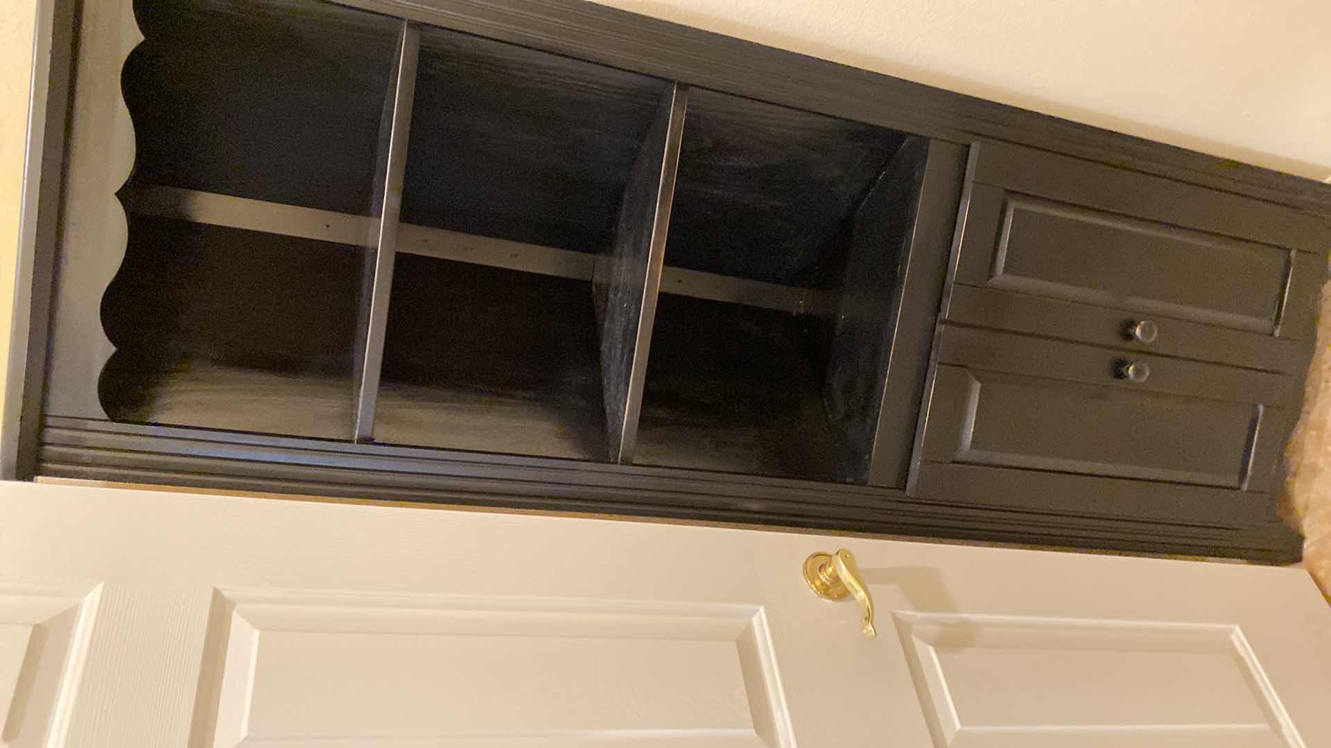 Photo 1 of DARK WOOD CORNER STORAGE UNIT IN DOWNSTAIRS BATH 23 1/2“ x 10 1/2“ H 72”