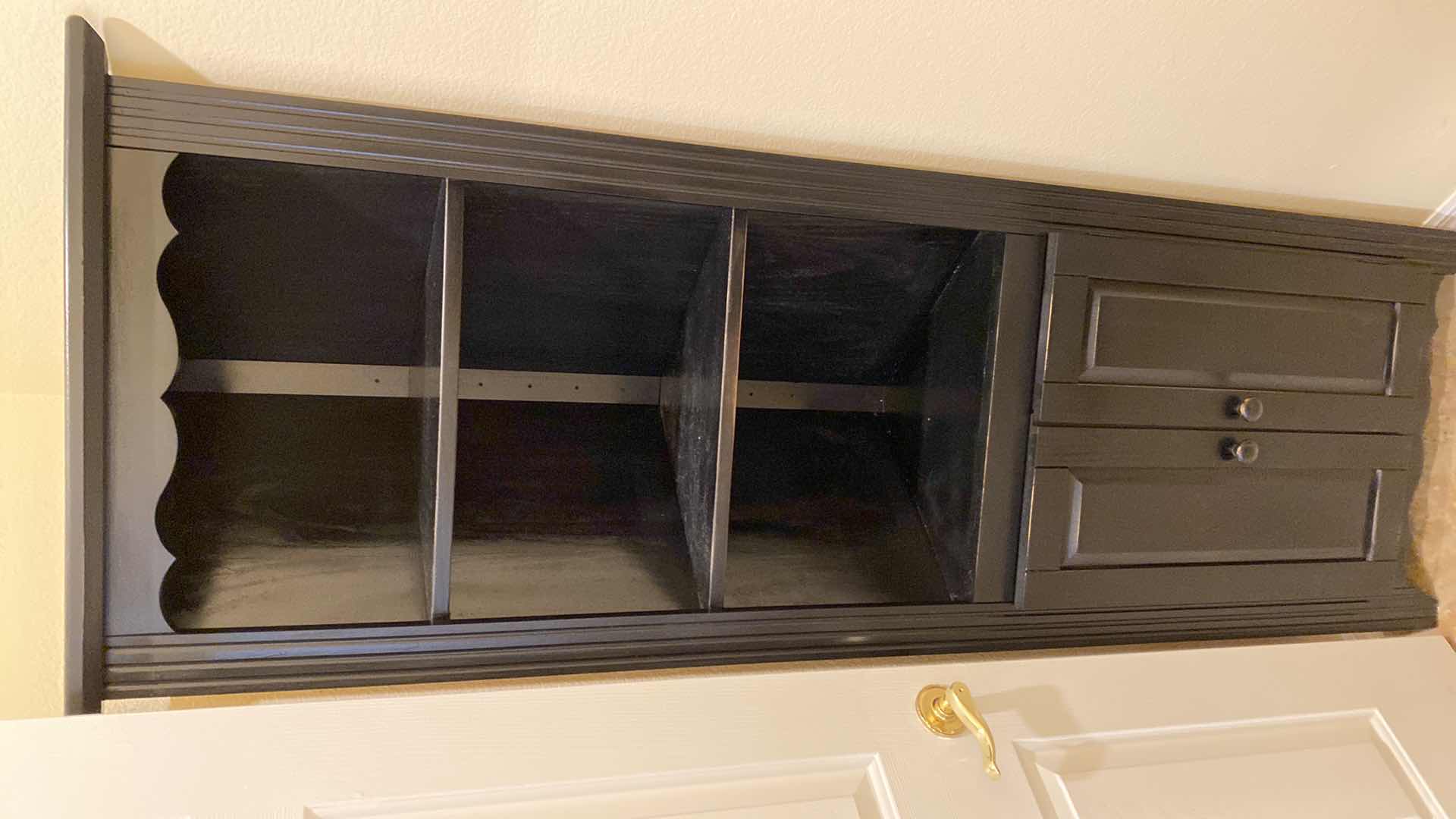 Photo 1 of DARK WOOD CORNER STORAGE UNIT IN DOWNSTAIRS BATH 23 1/2“ x 10 1/2“ H 72”