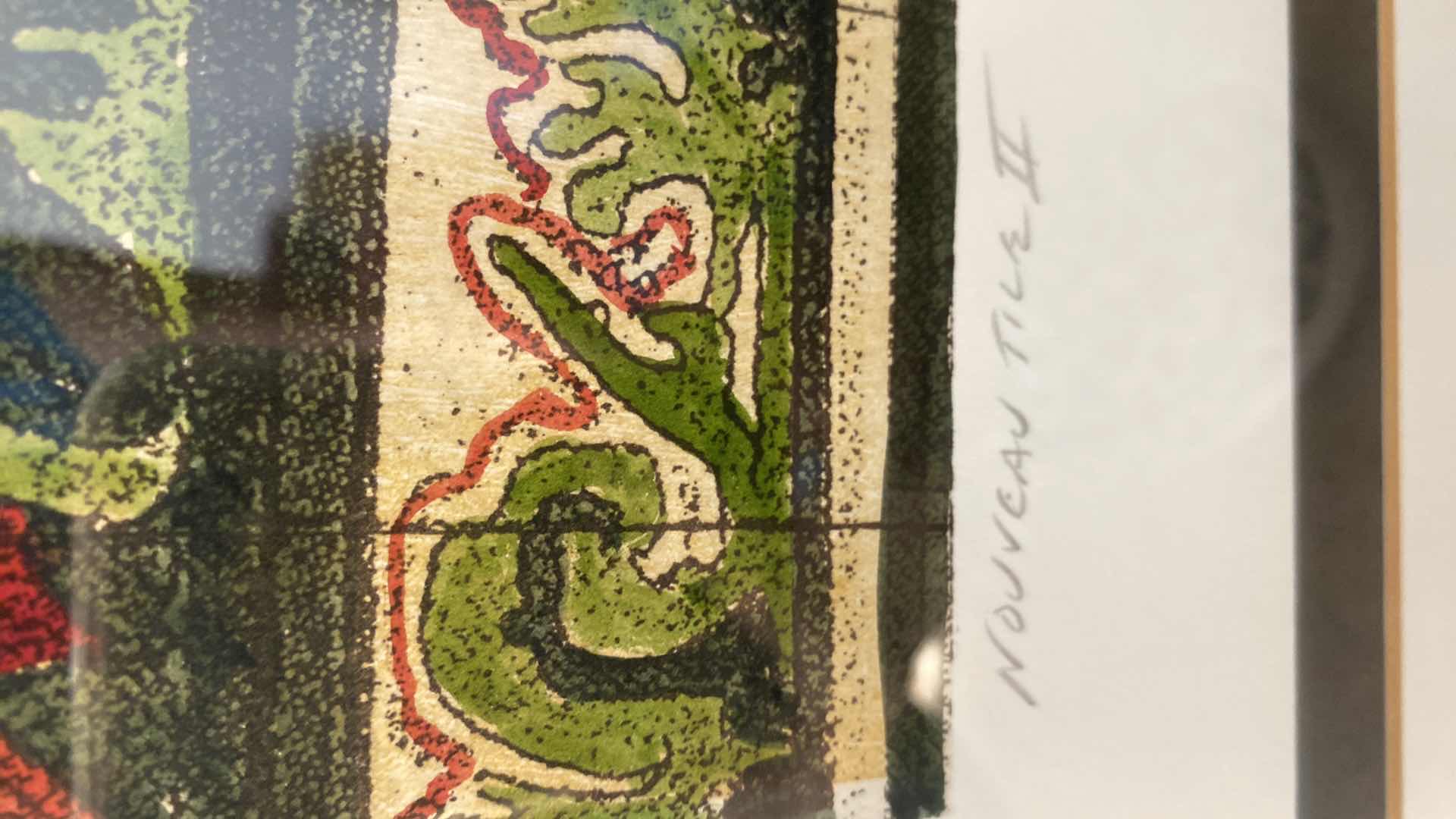 Photo 3 of FRAMED LAWRENCE UNLIMITED ARTWORK NOUVEAU TILE II SIGNED 28 1/2“ x 35“