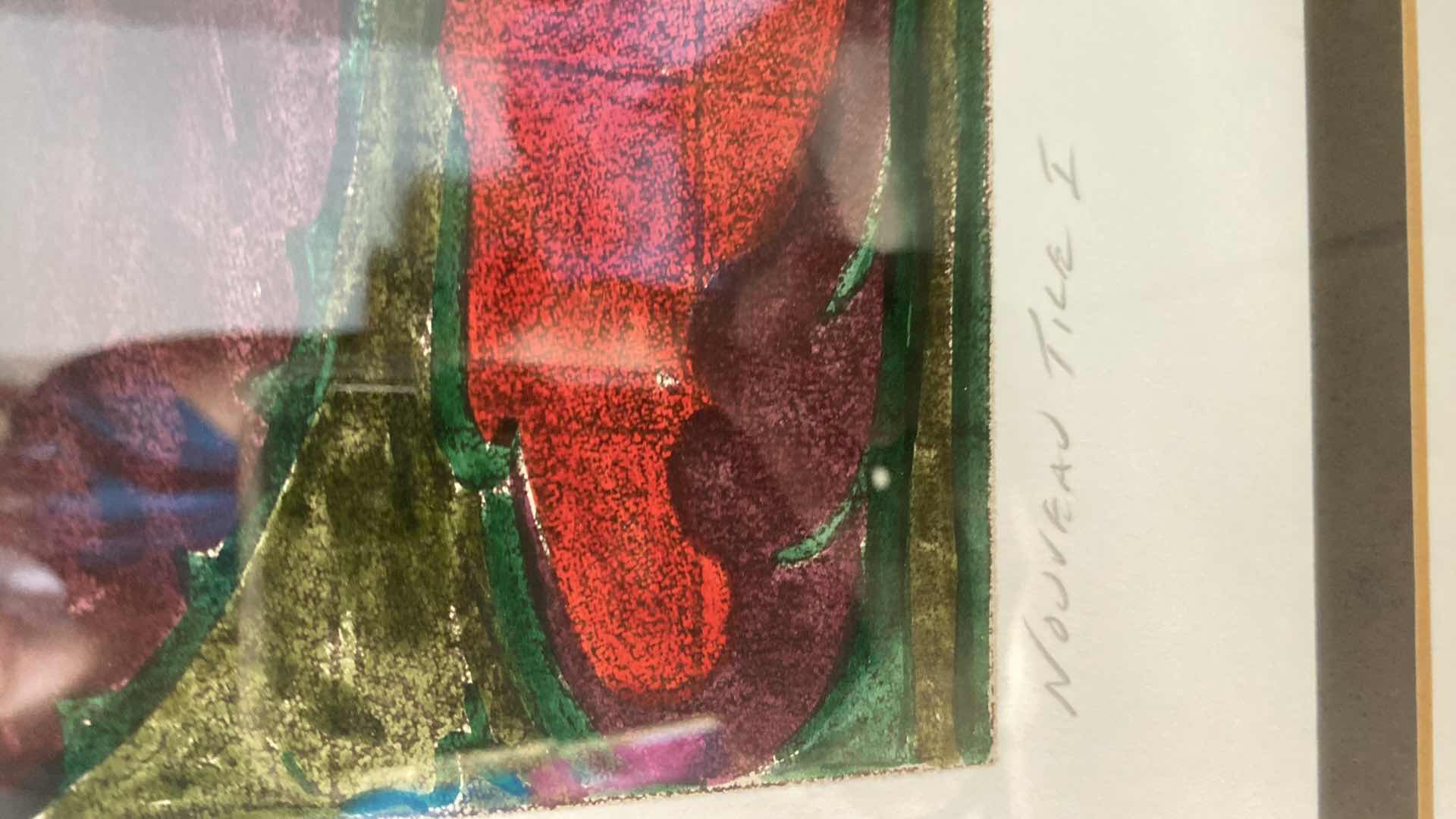 Photo 1 of FRAMED LAWRENCE UNLIMITED ARTWORK NOUVEAU TILE 1 SIGNED 28 1/2“ x 35“