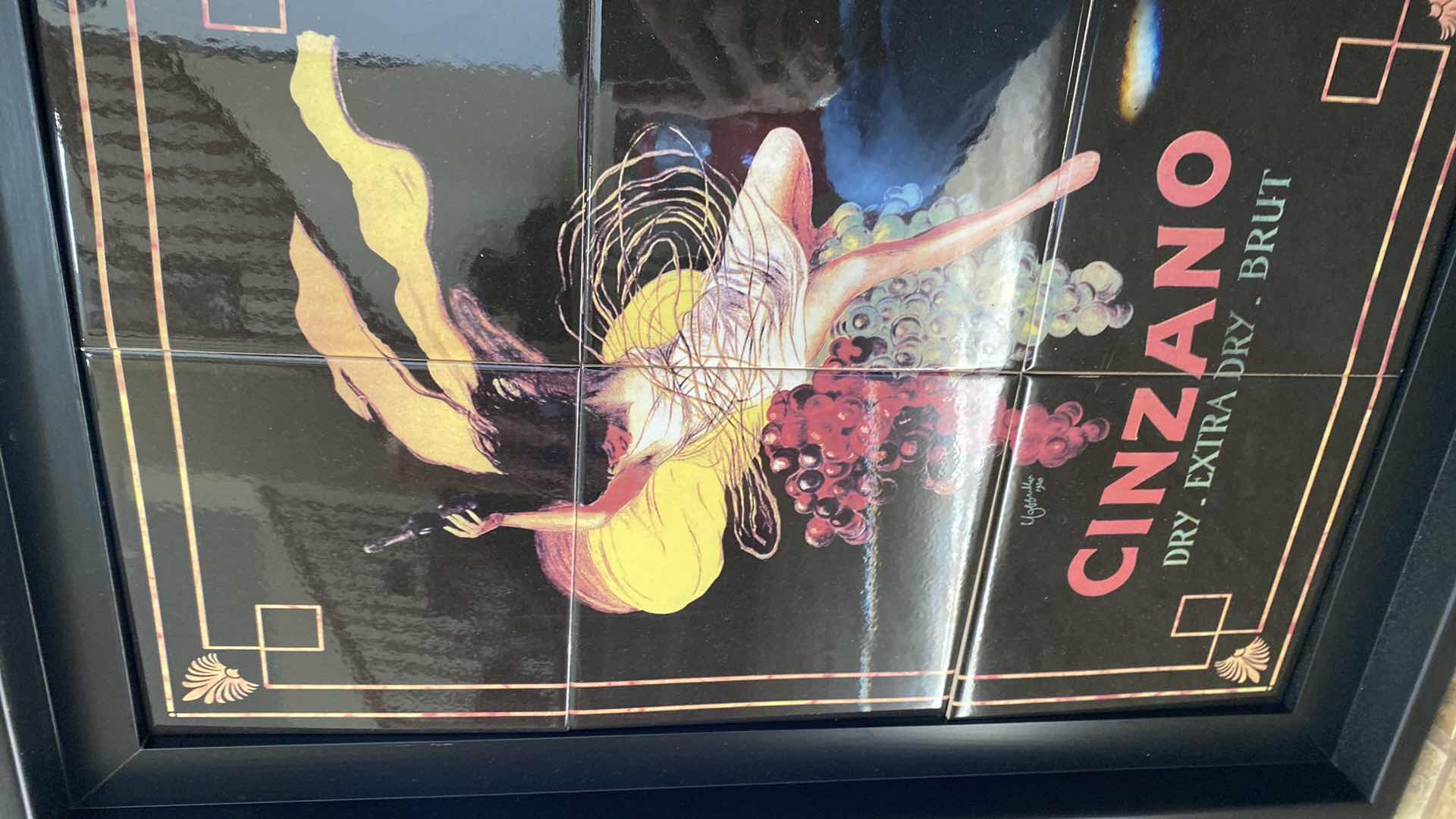 Photo 1 of FRAMED CINZANO ADVERTISEMENT TILE ART WORK 15 1/2” x 22”