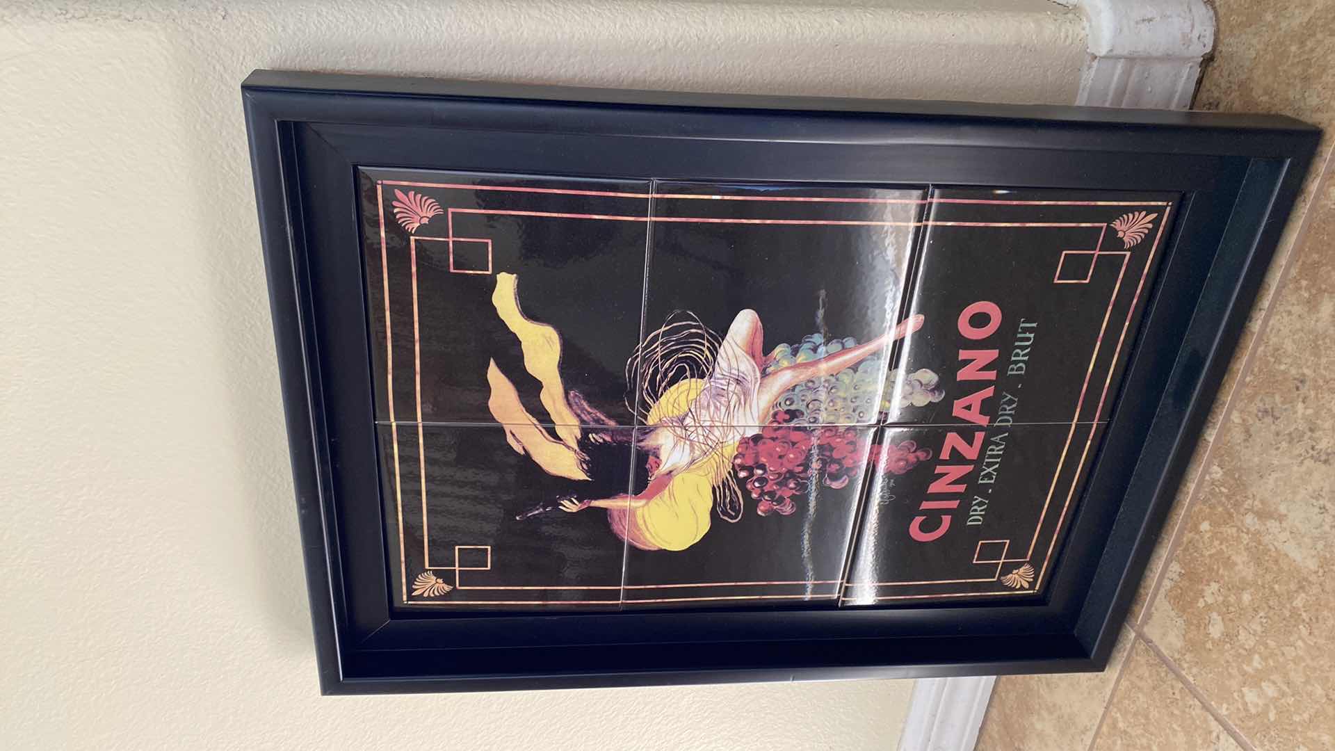 Photo 1 of FRAMED CINZANO ADVERTISEMENT TILE ART WORK 15 1/2” x 22”
