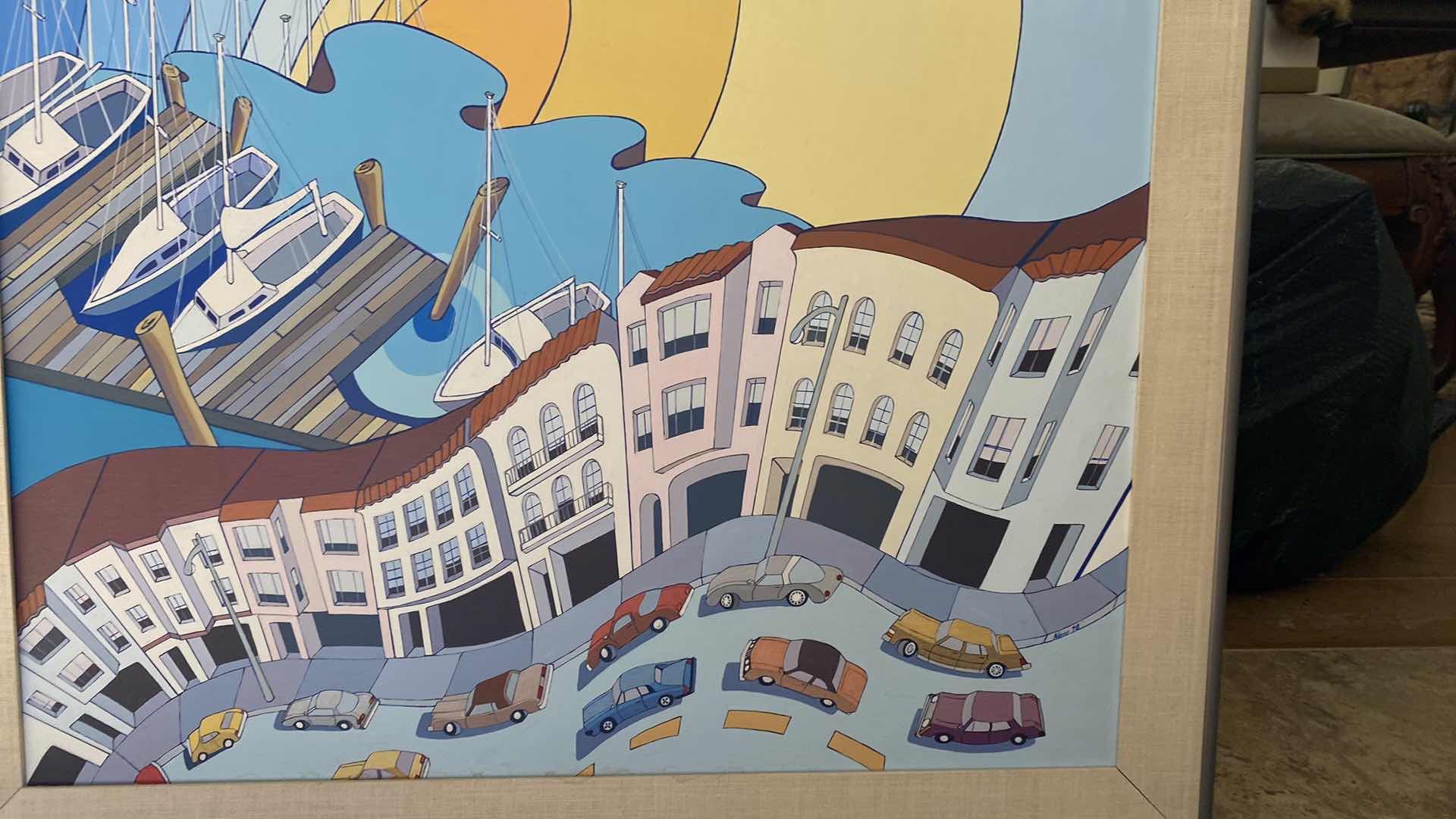 Photo 2 of FRAMED ABSTRACT PAINTED ON VALVES ARTWORK 28” x 22”