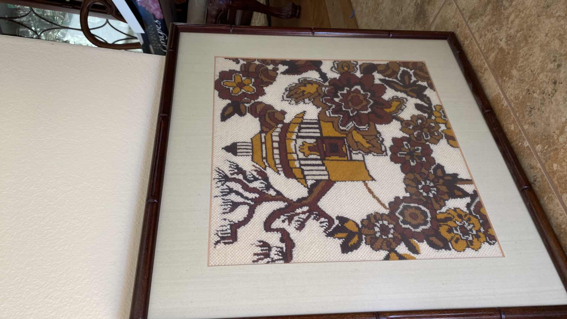 Photo 1 of FRAMED ASIAN NEEDLE POINT 20” x 20”.