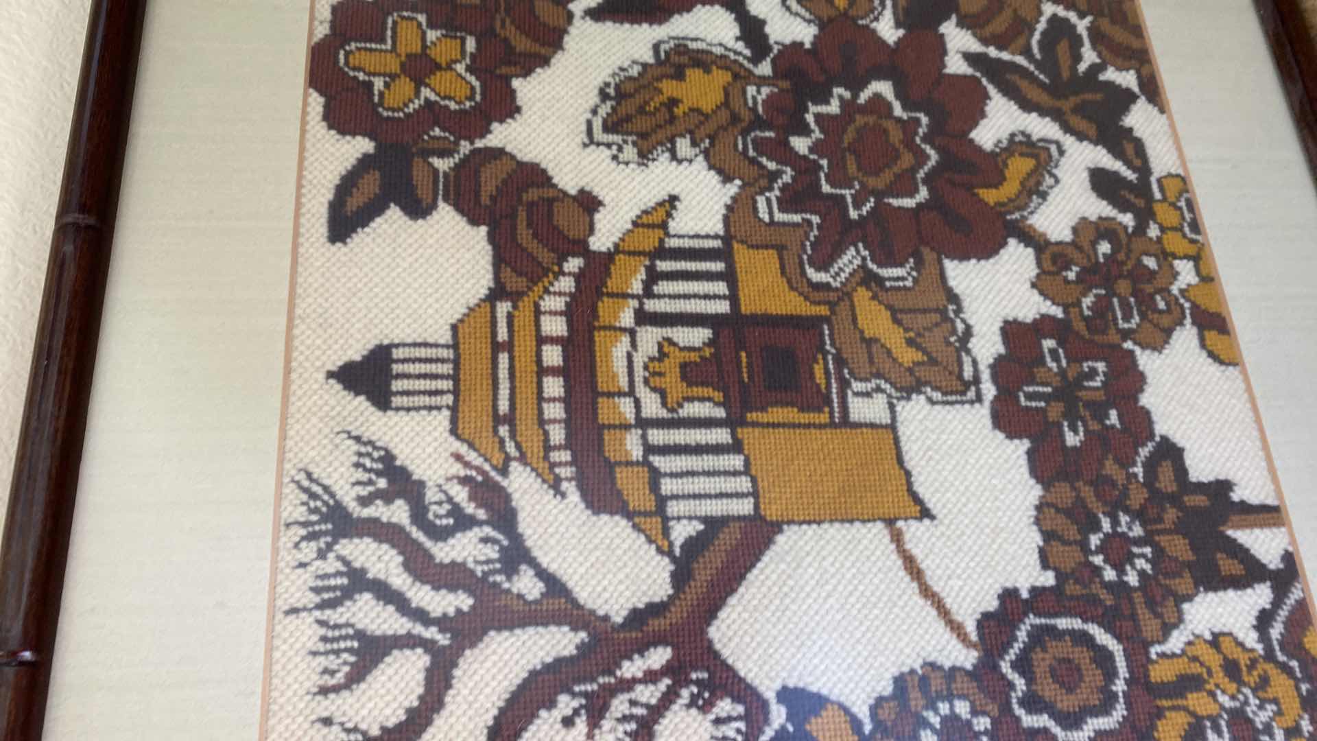 Photo 2 of FRAMED ASIAN NEEDLE POINT 20” x 20”.