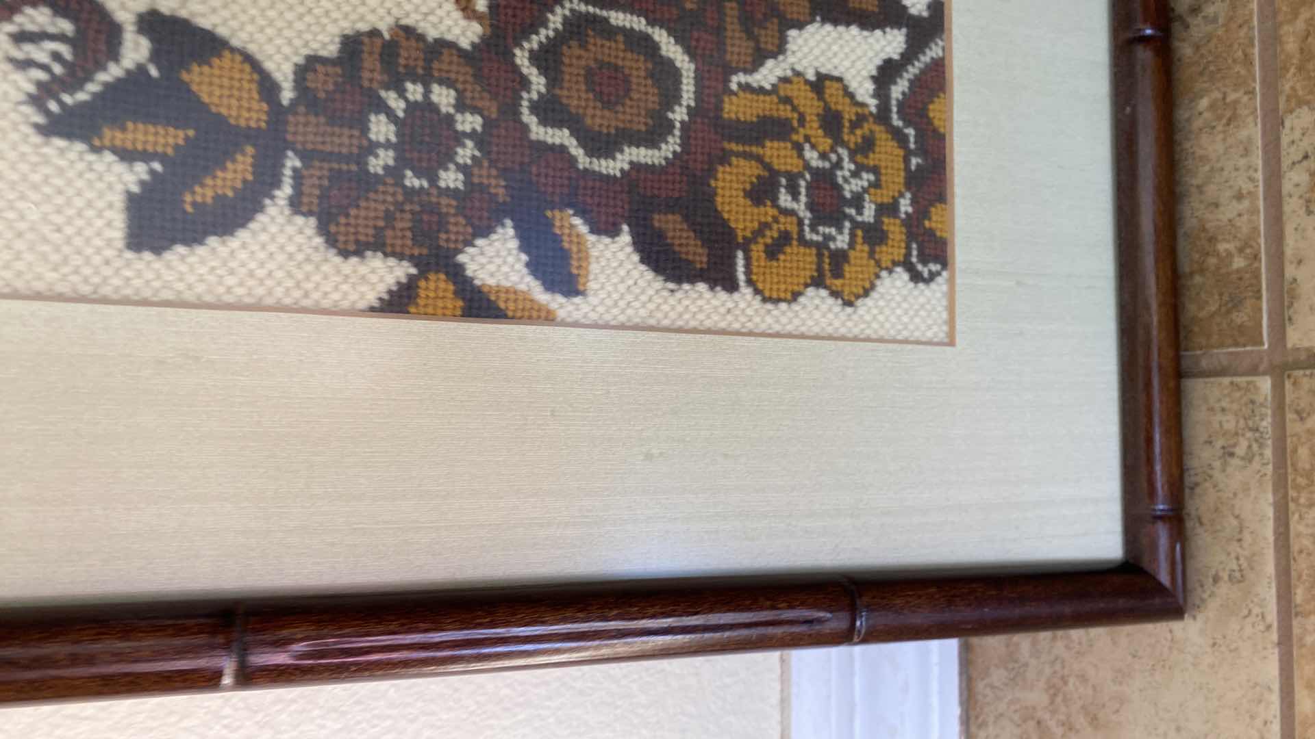 Photo 3 of FRAMED ASIAN NEEDLE POINT 20” x 20”.