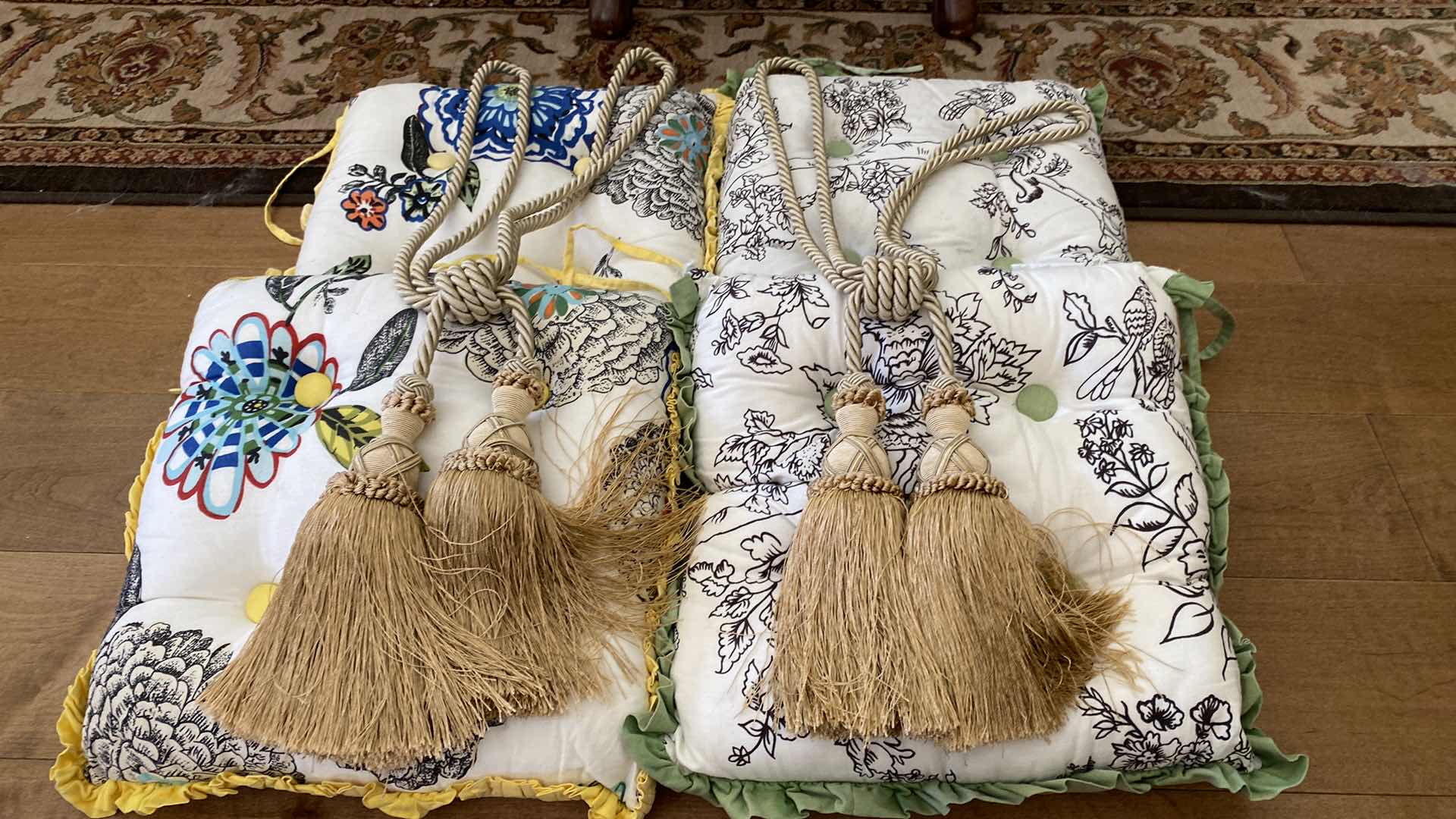 Photo 1 of 4 SEAT CUSHIONS AND PAIR OF TASSELS