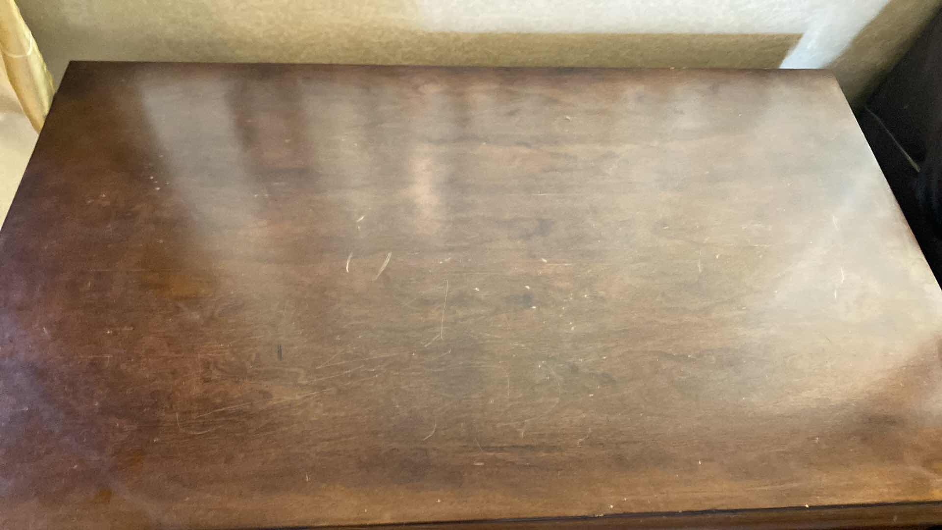 Photo 1 of DARK WOOD WITH INLAY 2 DOOR CABINET WITH SHELF 37“ x 22“ H 26”