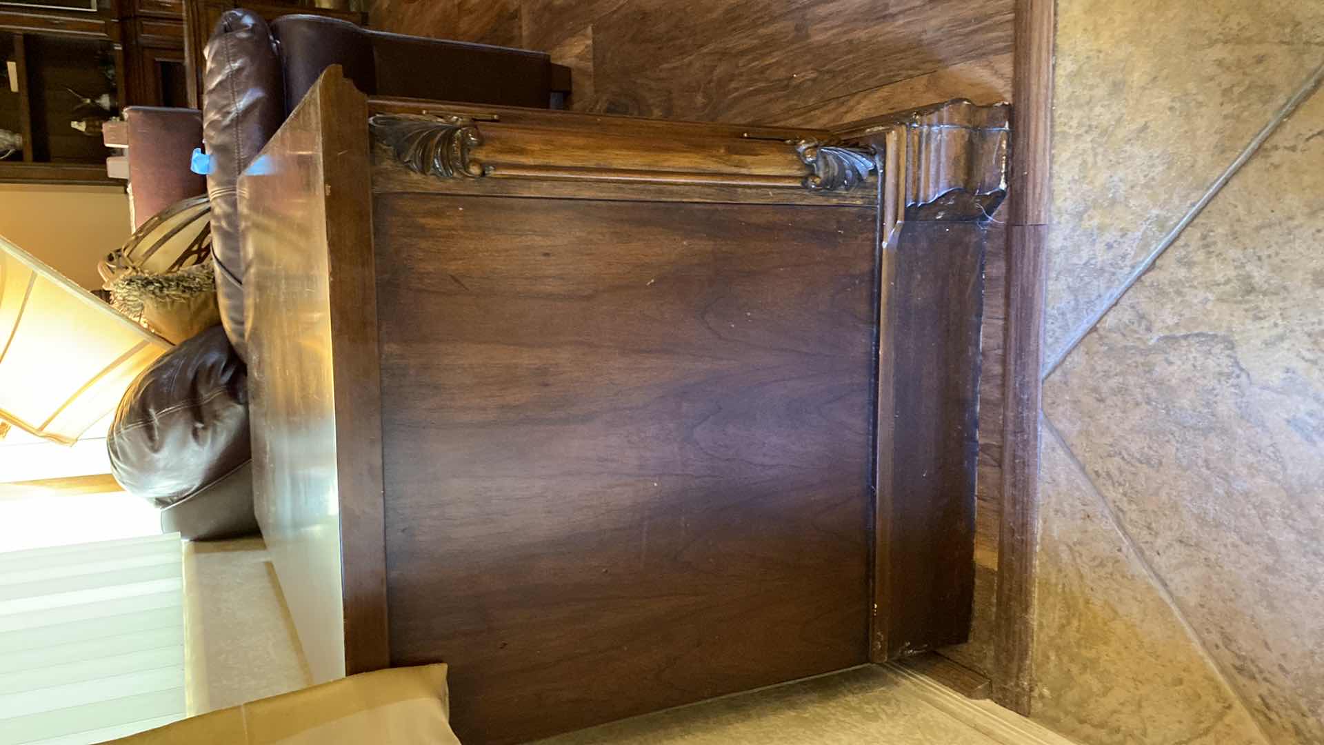 Photo 1 of DARK WOOD WITH INLAY 2 DOOR CABINET WITH SHELF 37“ x 22“ H 26”