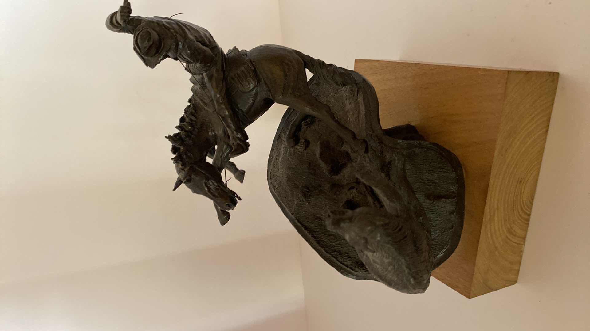 Photo 1 of BRONZE WESTERN FIGURE ON TRAIL WITH BEAR HAS PRICE TAG $950