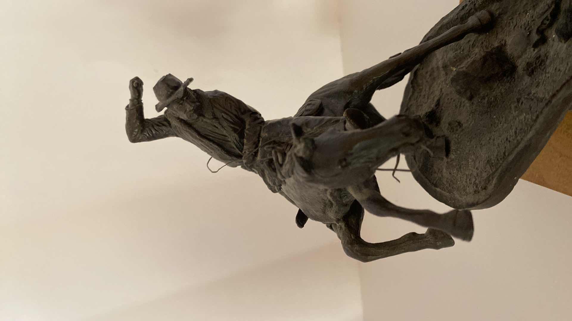 Photo 1 of BRONZE WESTERN FIGURE ON TRAIL WITH BEAR HAS PRICE TAG $950