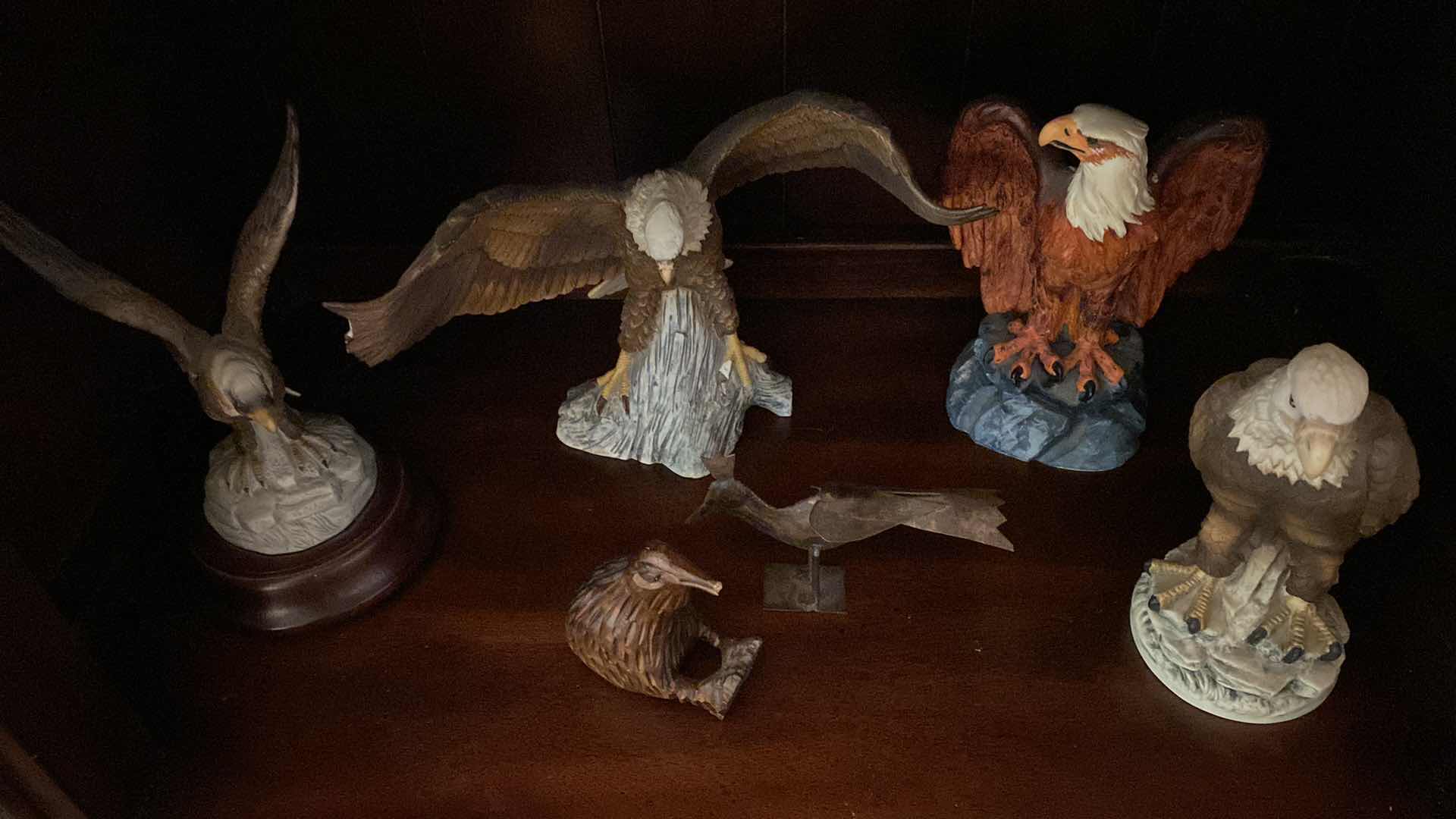 Photo 1 of CERAMIC EAGLE COLLECTION AND BIRD METAL AND WOOD BIRDS LARGEST 11“ x 8“