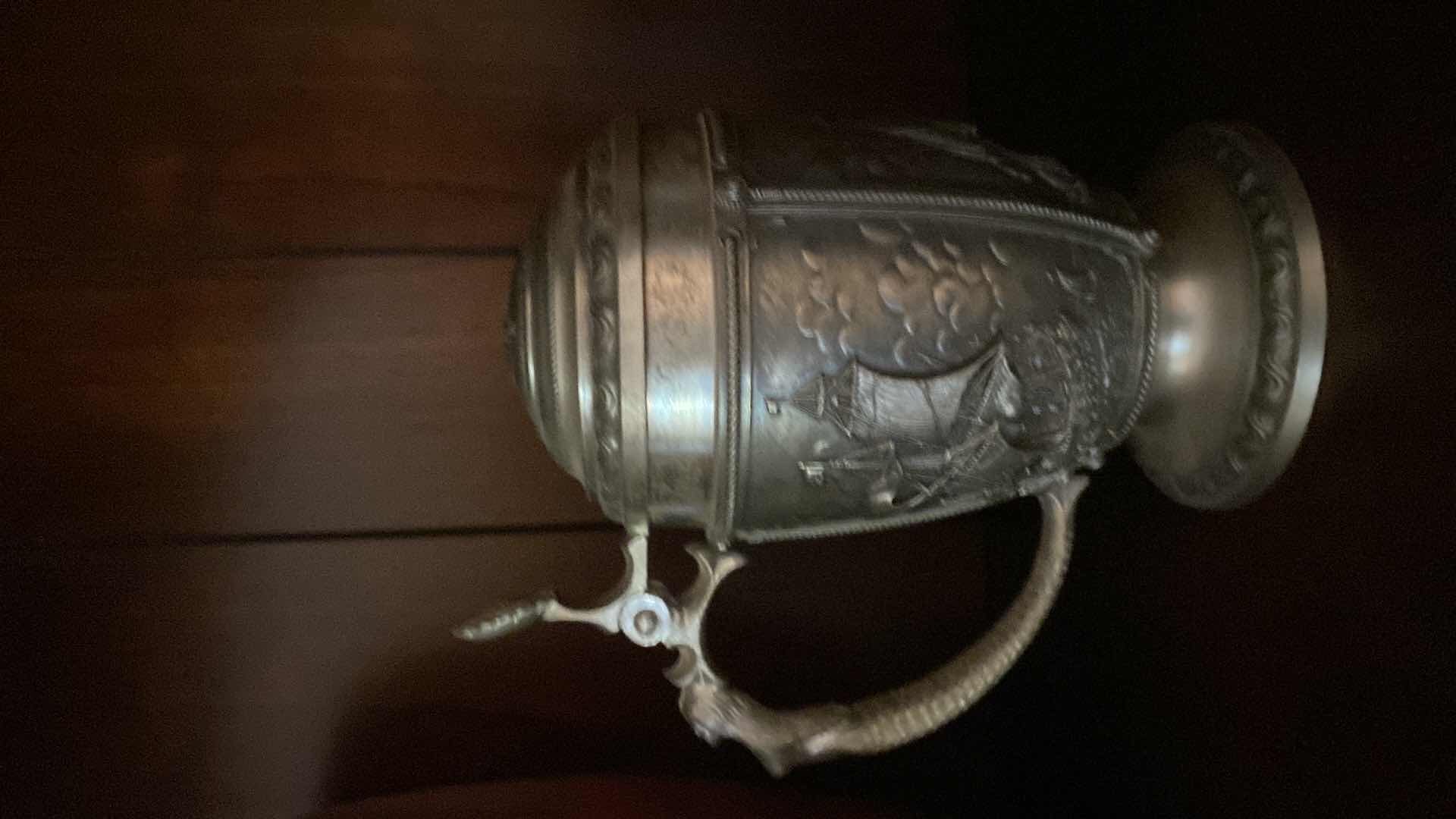 Photo 1 of HAPPINESS JAR H 10” AND PEWTER STEIN H 6”