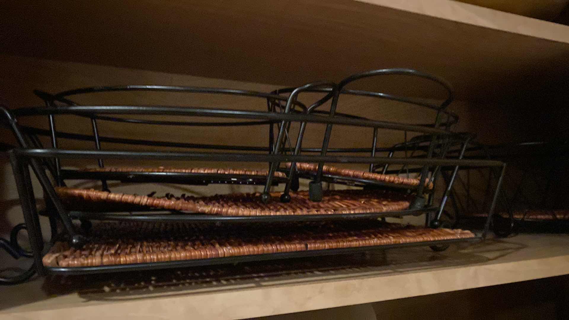 Photo 1 of CONTENTS KITCHEN CABINET CERAMIC BAKEWARE AND WICKER AND METAL SERVE WARE