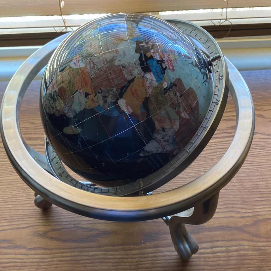 Photo 1 of BLACK GEMSTONE GLOBE WITH COMPASS 13“ x 13“