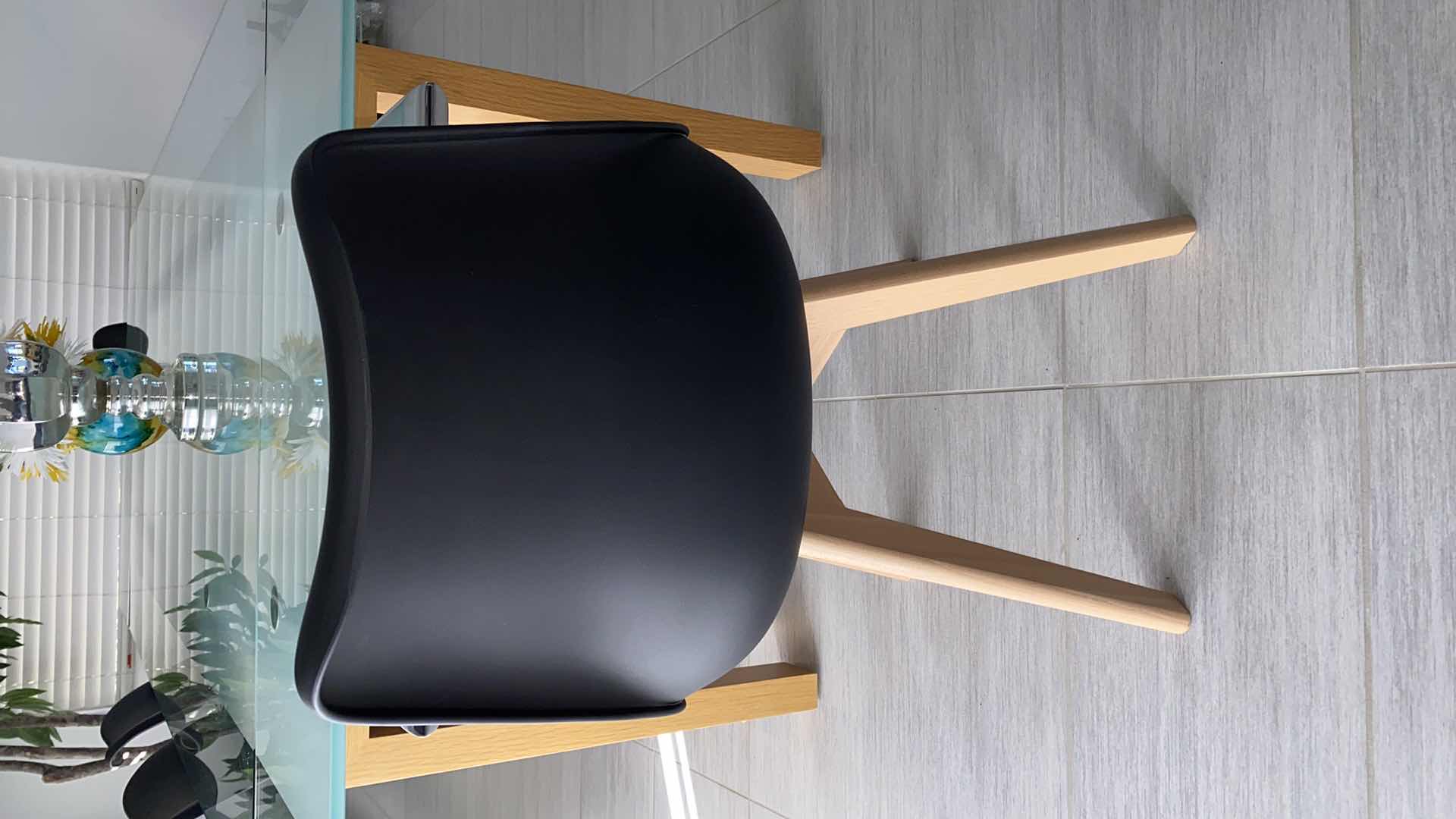 Photo 1 of MODERN FROSTED GLASS DINING TABLE WITH 4 CHAIRS 63“ x 35 1/2“ H 30” FULLY EXTENDED AS PICTURED  87” x 35 1/2” H 30”