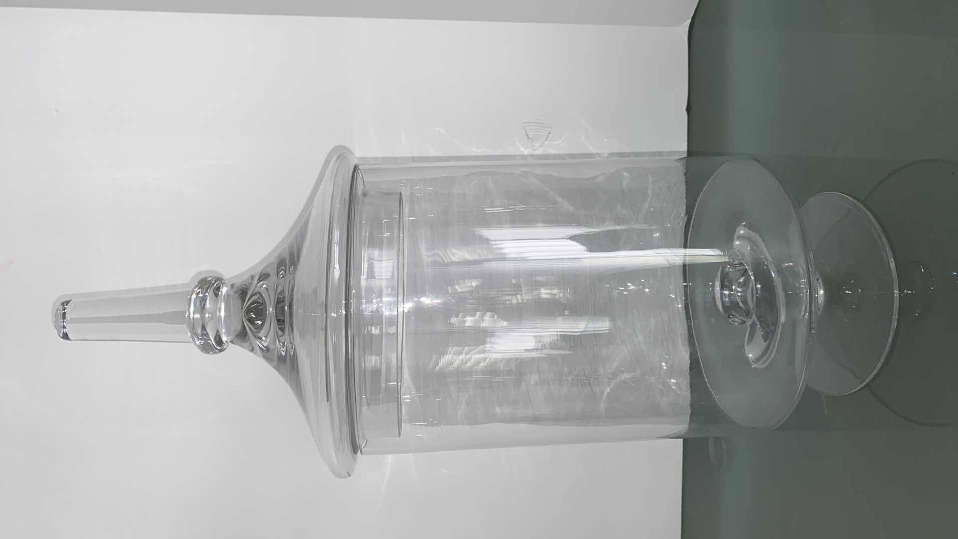 Photo 1 of CLEAR GLASS CANDLE OR DECOR JAR WITH LID 8” x 22”