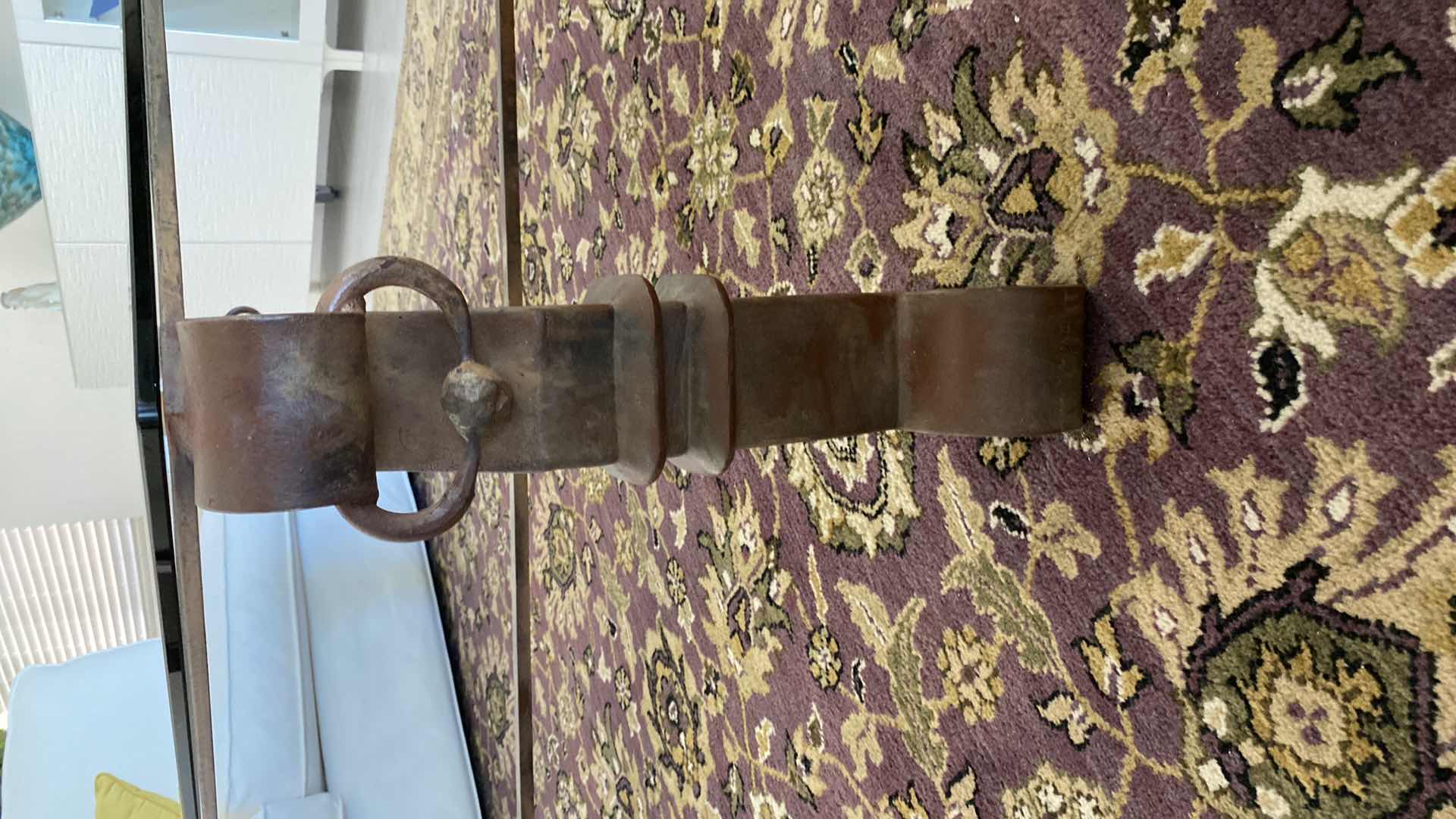 Photo 1 of BEVELED GLASS AND IRON COFFEE TABLE 41“ x 41“ H 18”