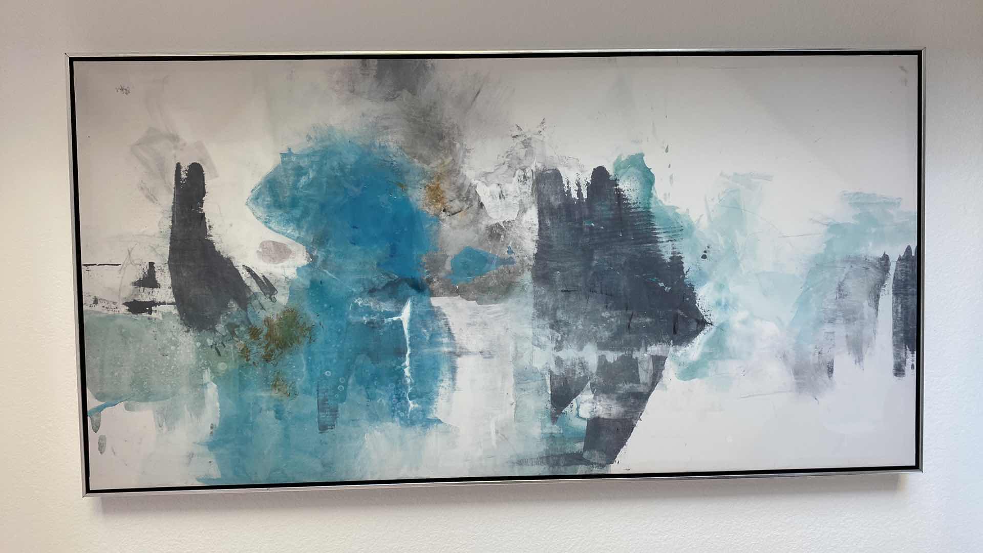 Photo 1 of SILVER FRAMED ABSTRACT ARTWORK ON CANVAS 25” x 49”