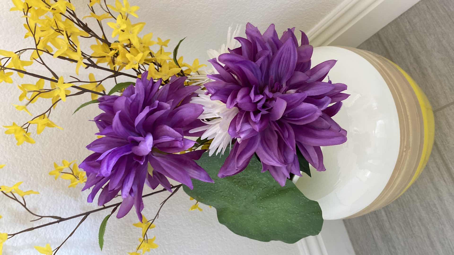 Photo 1 of PLASTIC VASE WITH FAUX FLOWERS VASE 11” x 16”