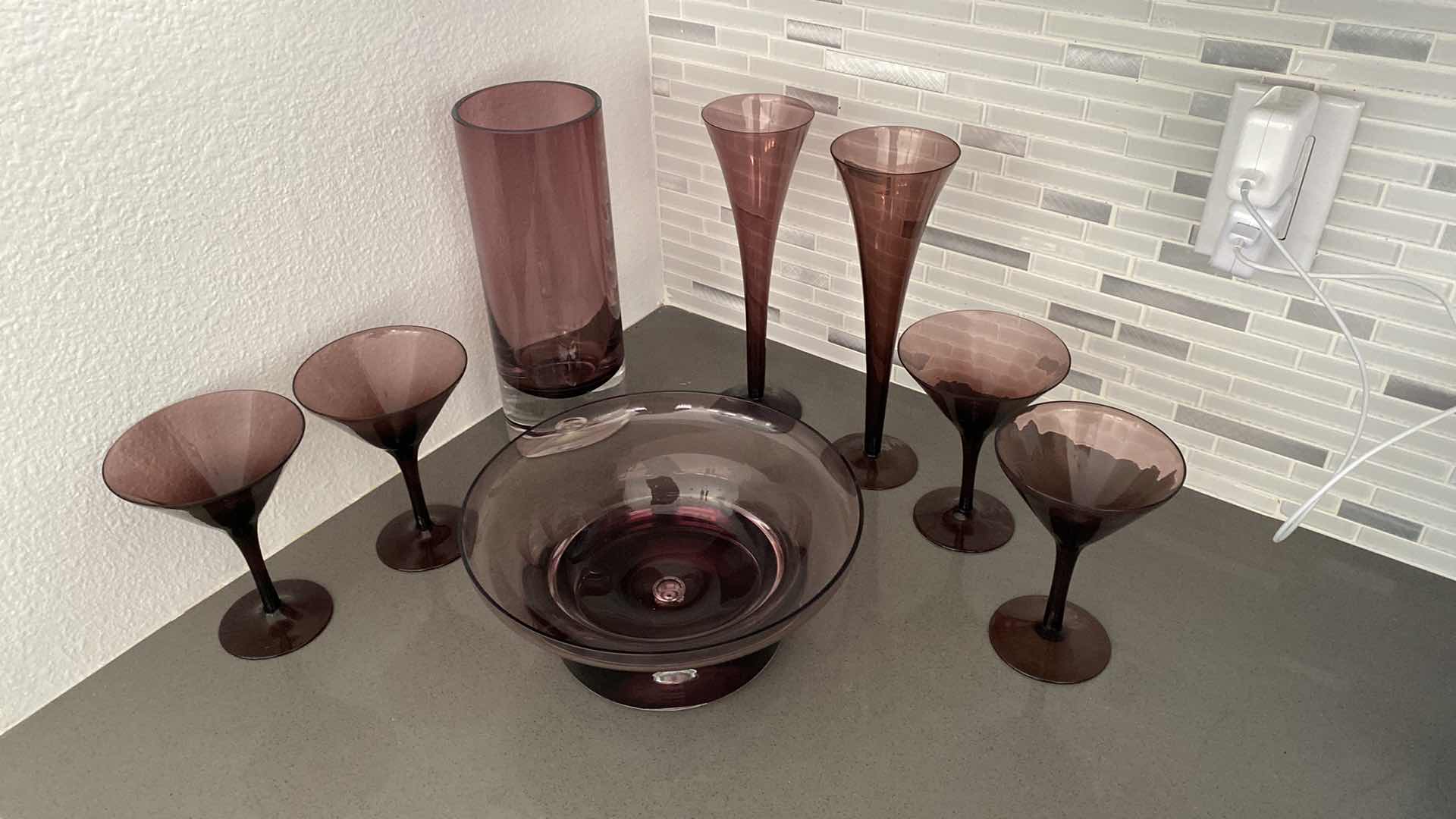 Photo 1 of PURPLE GLASSWARE ASSORTMENT