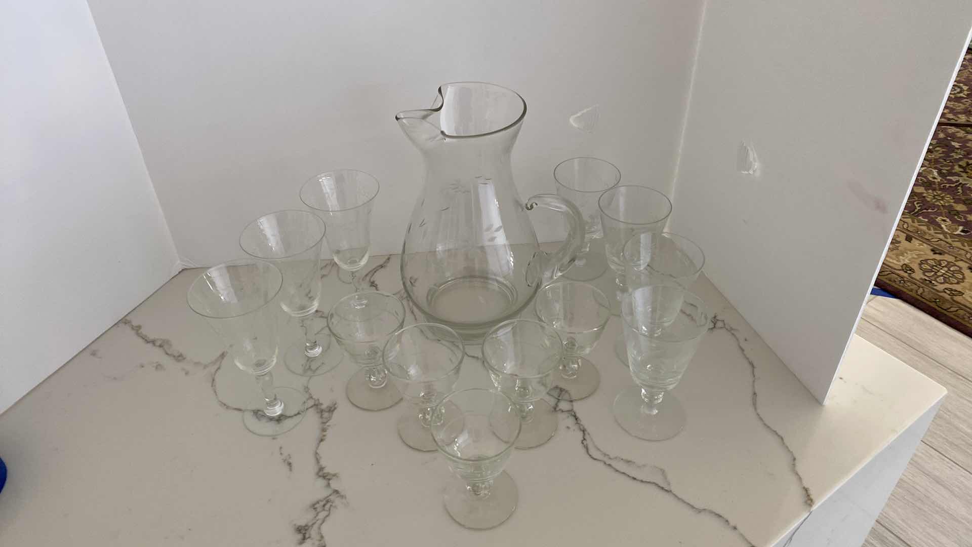 Photo 1 of PITCHER WITH ASSORTED GLASSWARE