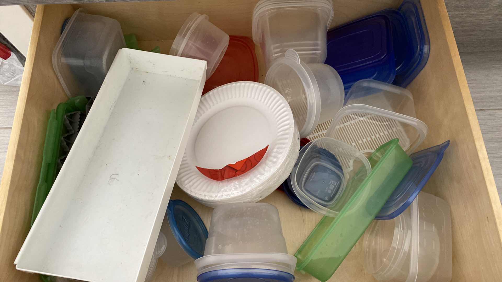 Photo 1 of CONTENTS 4 KITCHEN DRAWERS TOOLS, WRAP PLASTIC STORAGE AND MORE