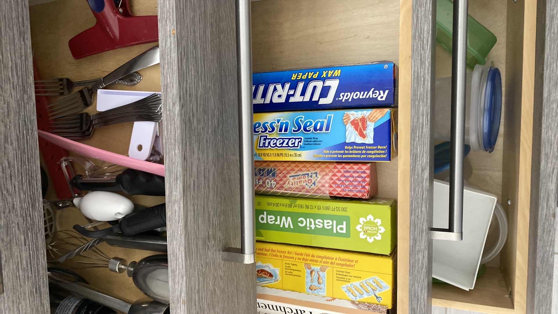 Photo 1 of CONTENTS 4 KITCHEN DRAWERS TOOLS, WRAP PLASTIC STORAGE AND MORE