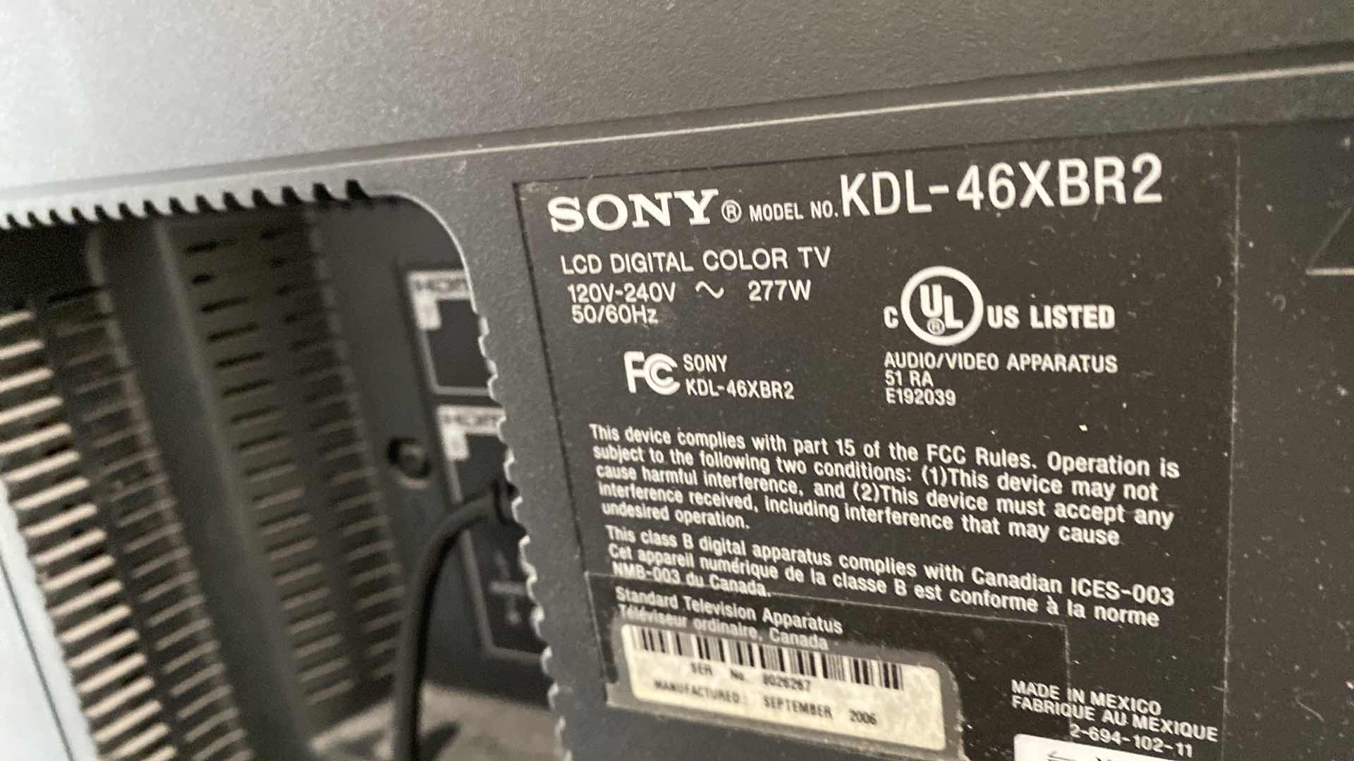 Photo 1 of SONY 57” BRAVIA XBR TV WITH REMOTE