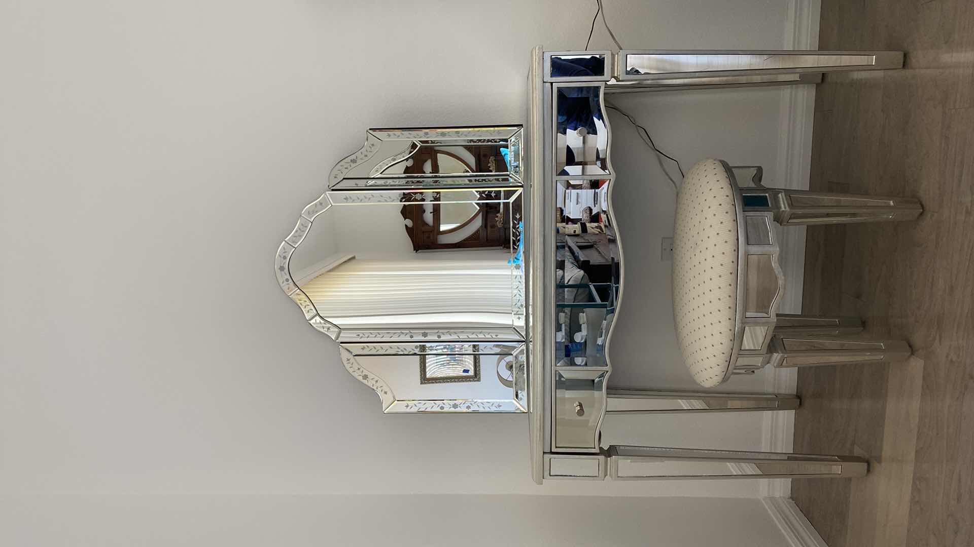 Photo 1 of ART DECO STYLE VANITY WITH STOOL AND MIRROR  39 1/2“ x 19“ H 31 1/2”