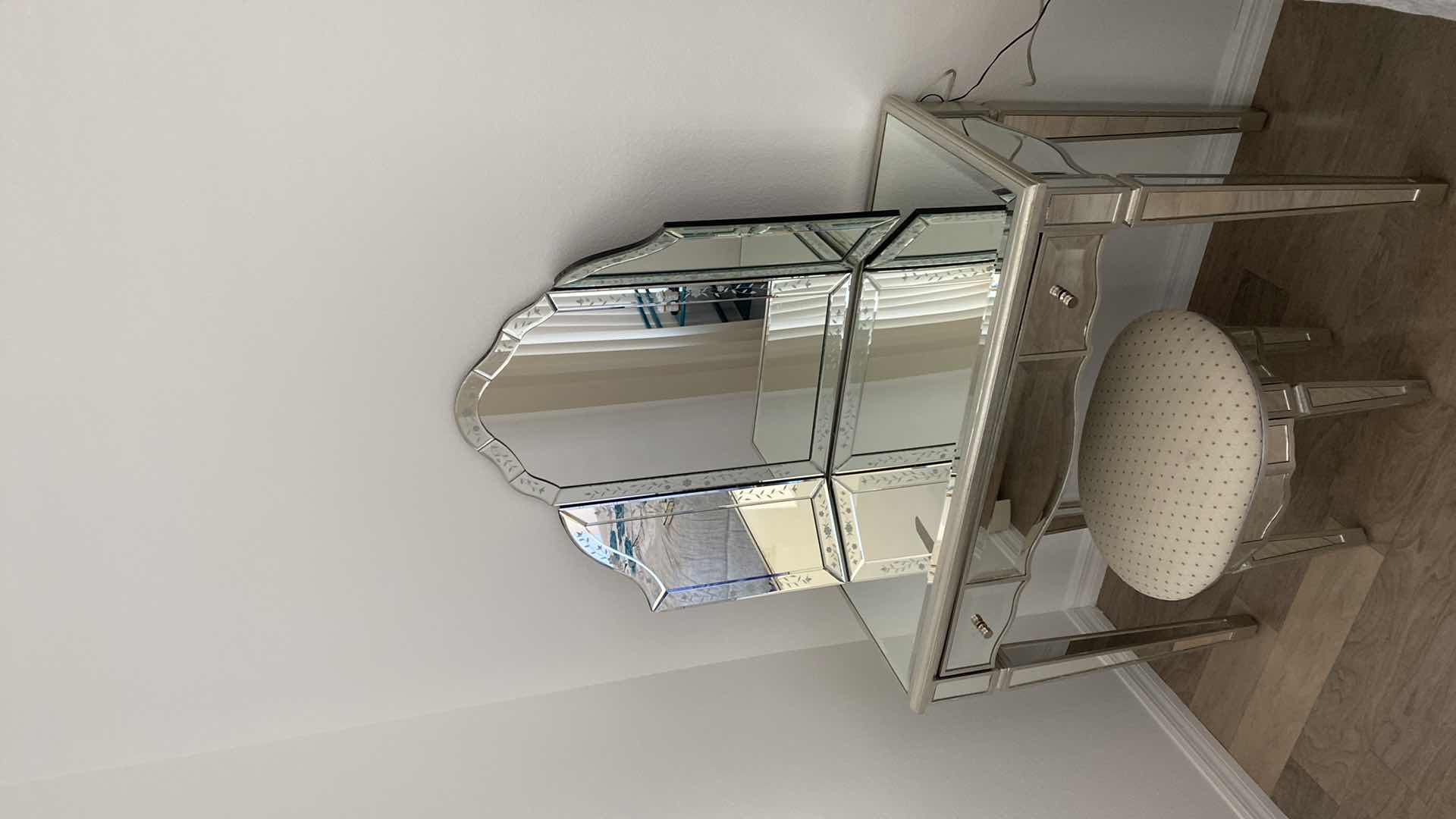 Photo 1 of ART DECO STYLE VANITY WITH STOOL AND MIRROR  39 1/2“ x 19“ H 31 1/2”