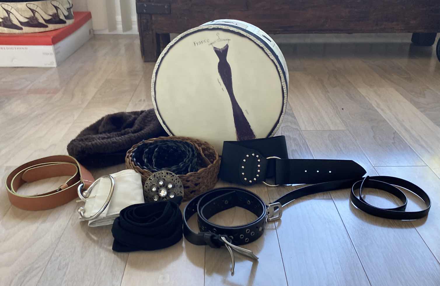 Photo 1 of ASSORTED WOMENS BELTS SIZE S/M HAT IN BOX